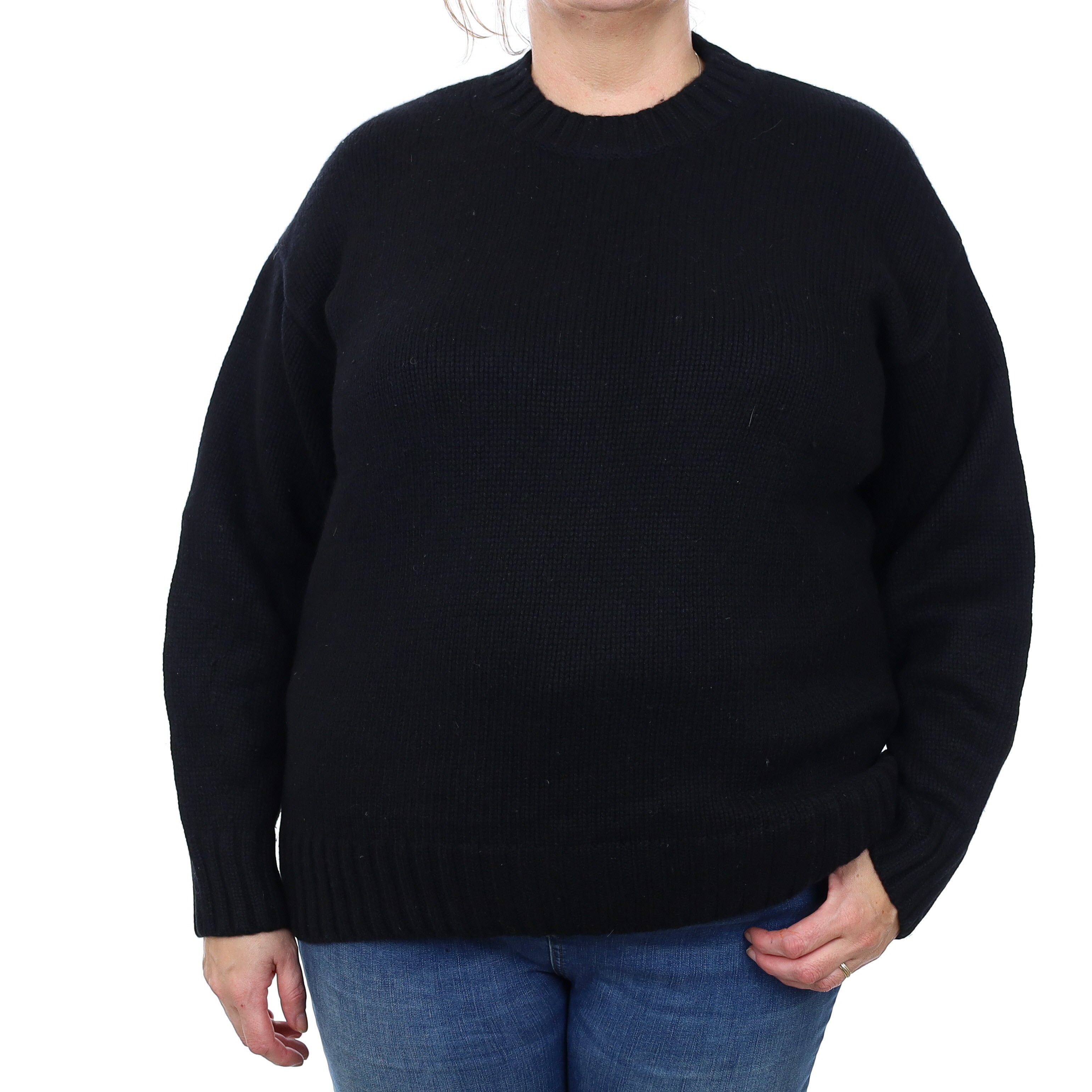 Cos Black Chunky Knit Cashmere Crew Neck Jumper Extra Large