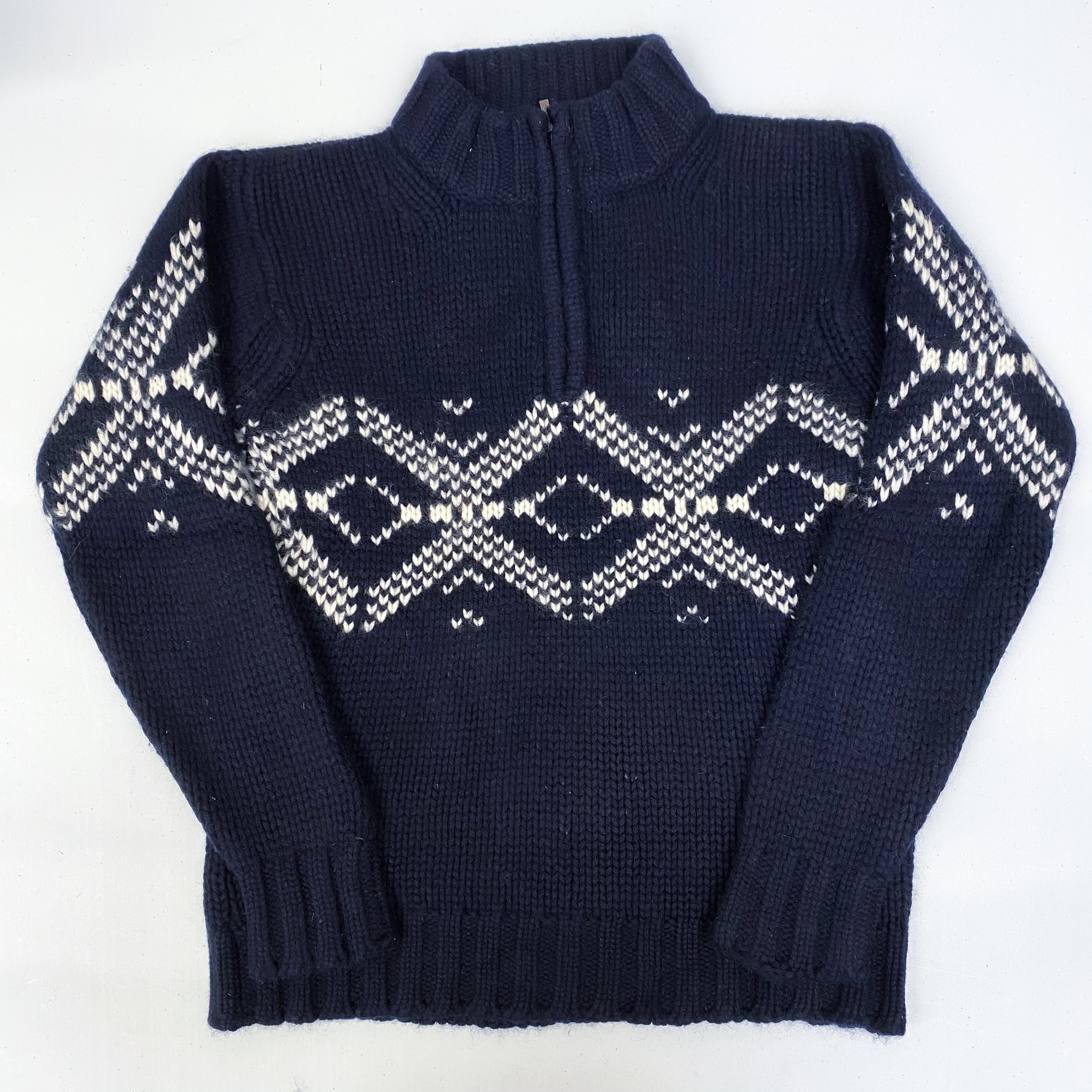 Children’s Dark Navy Fairisle Chunky Cashmere 1/4 Zip Jumper Age 10