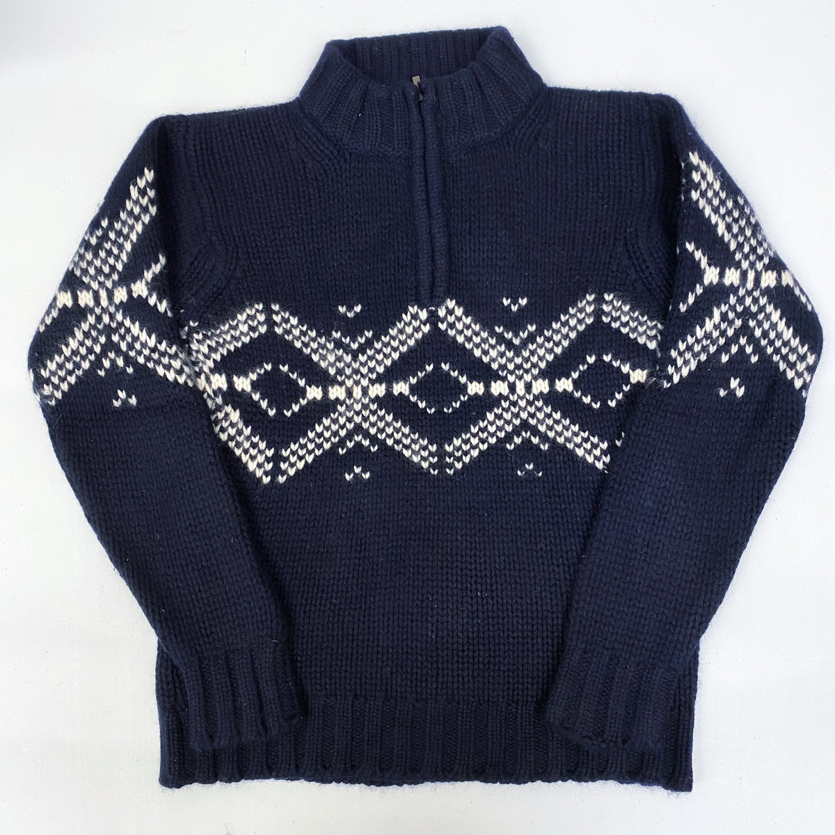 Children’s Dark Navy Fairisle Chunky Cashmere 1/4 Zip Jumper Age 10