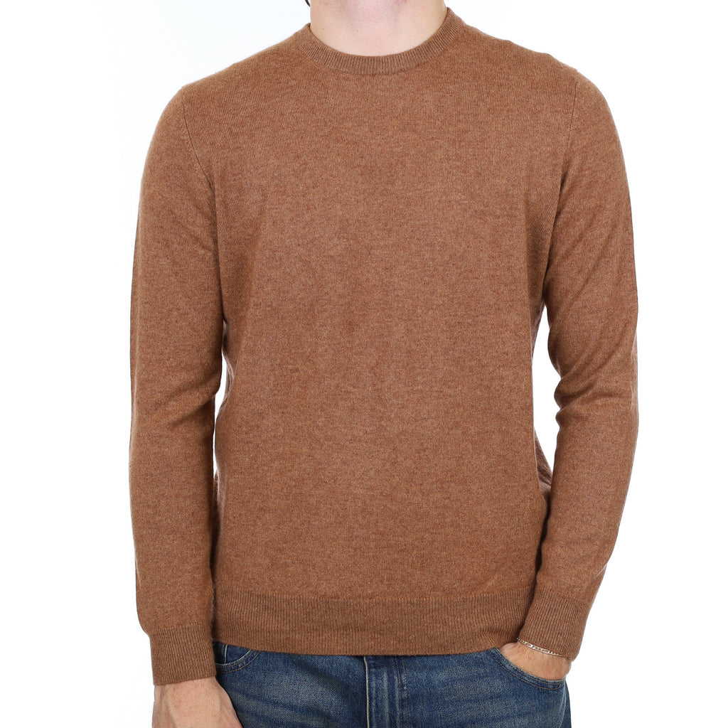 Men’s Cinnamon Brown Cashmere Crew Neck Jumper Large