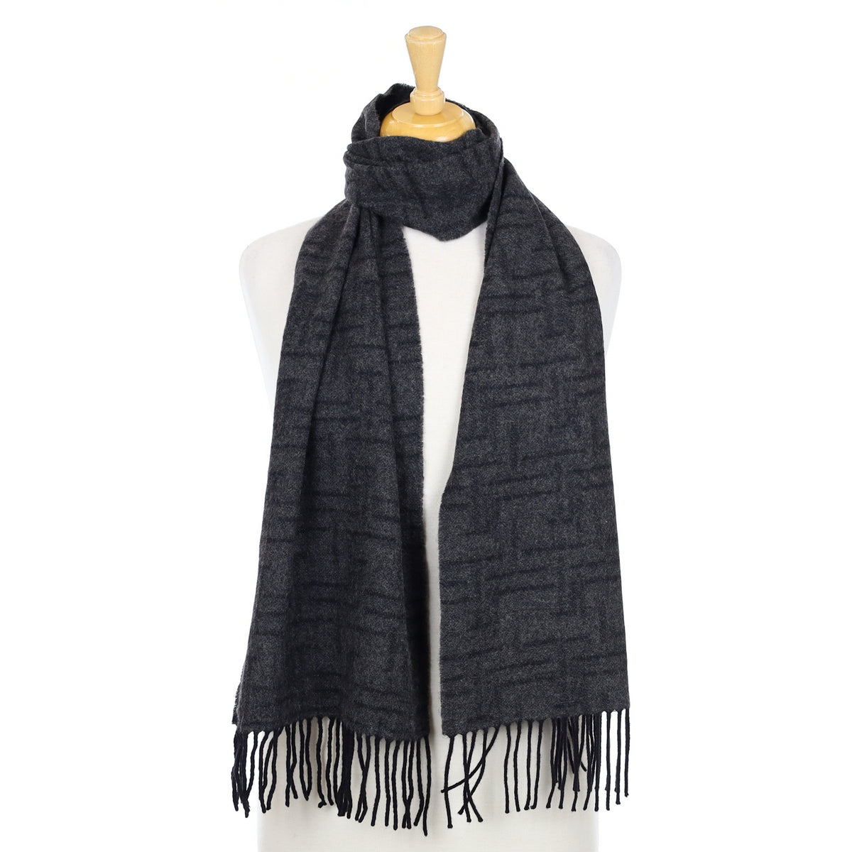 Charcoal Patterned Woven Cashmere Scarf