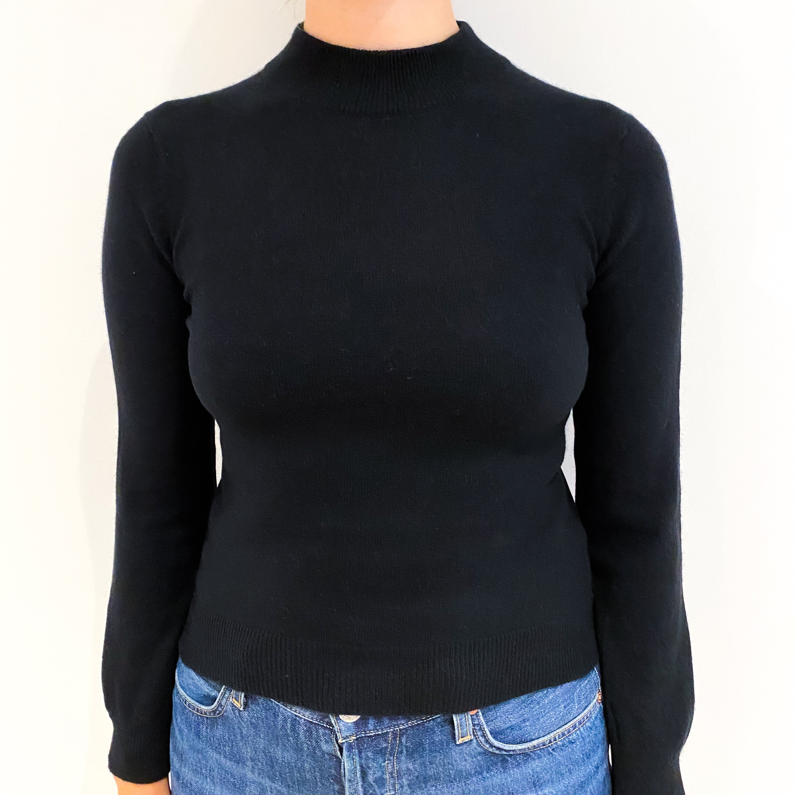 Black Cashmere Polo Neck Jumper Small