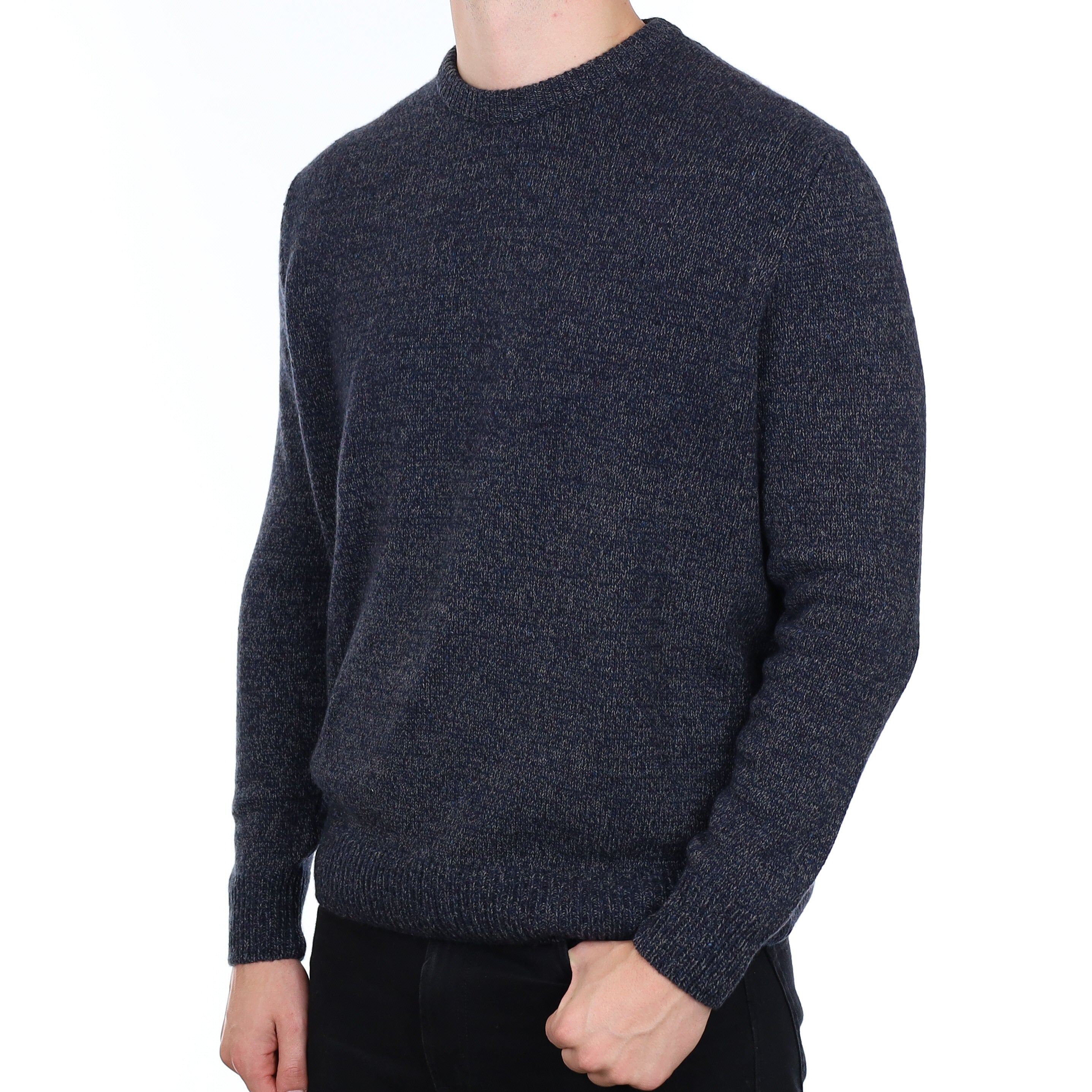 Men’s Brand New Scottish Charcoal Marl Cashmere Crew Neck Jumper XXL