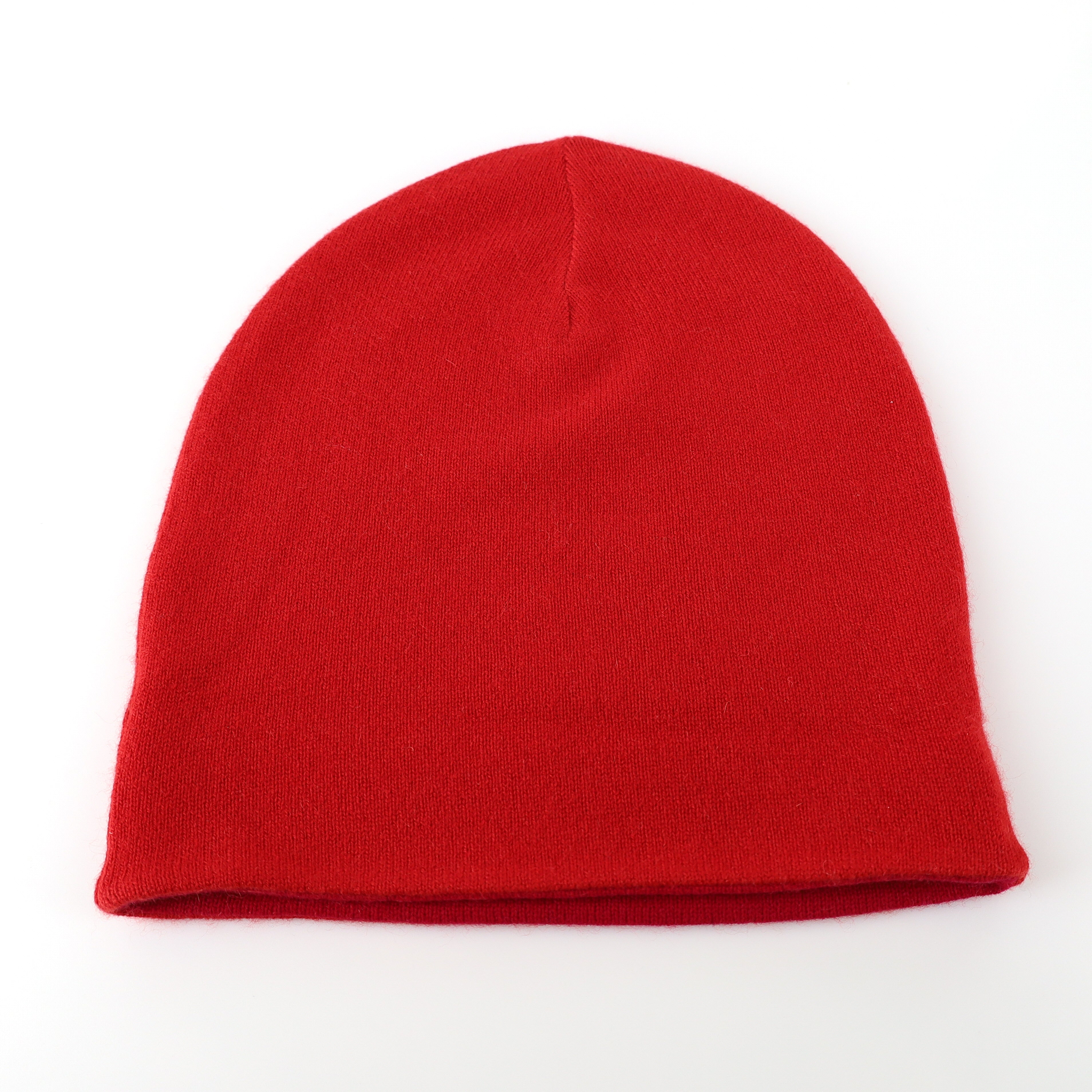Cherry Pink and Red Reversible Cashmere Beanie Hat