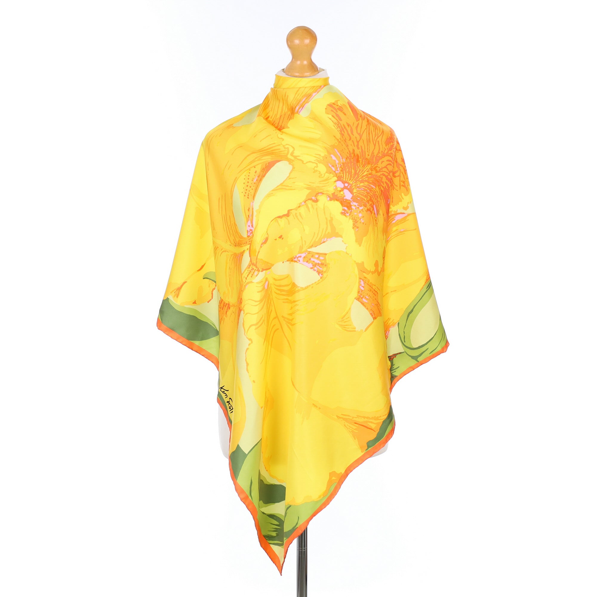 Ken Scott Yellow Flower Silk Scarf
