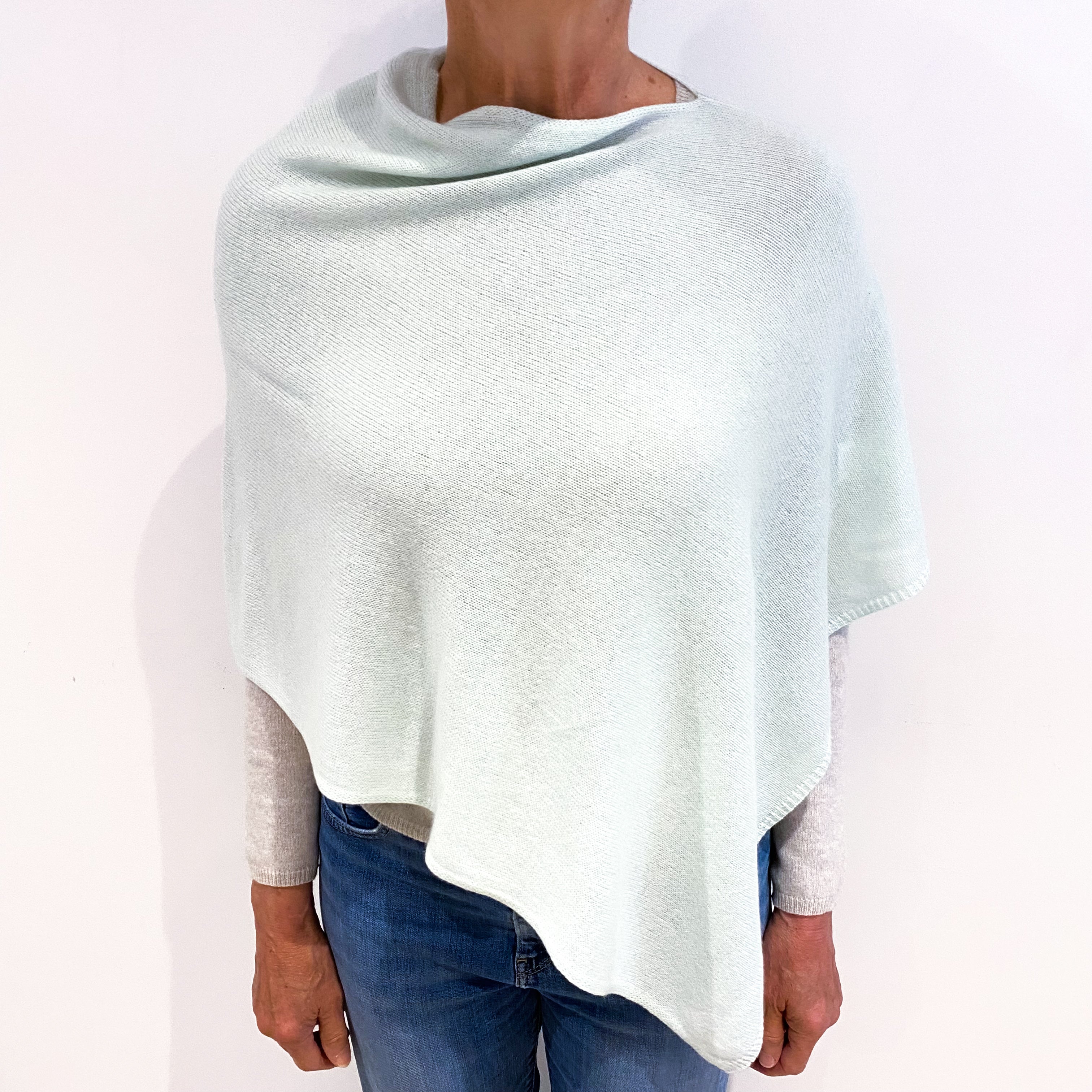 Pale Mint Cashmere Lightweight Poncho One Size
