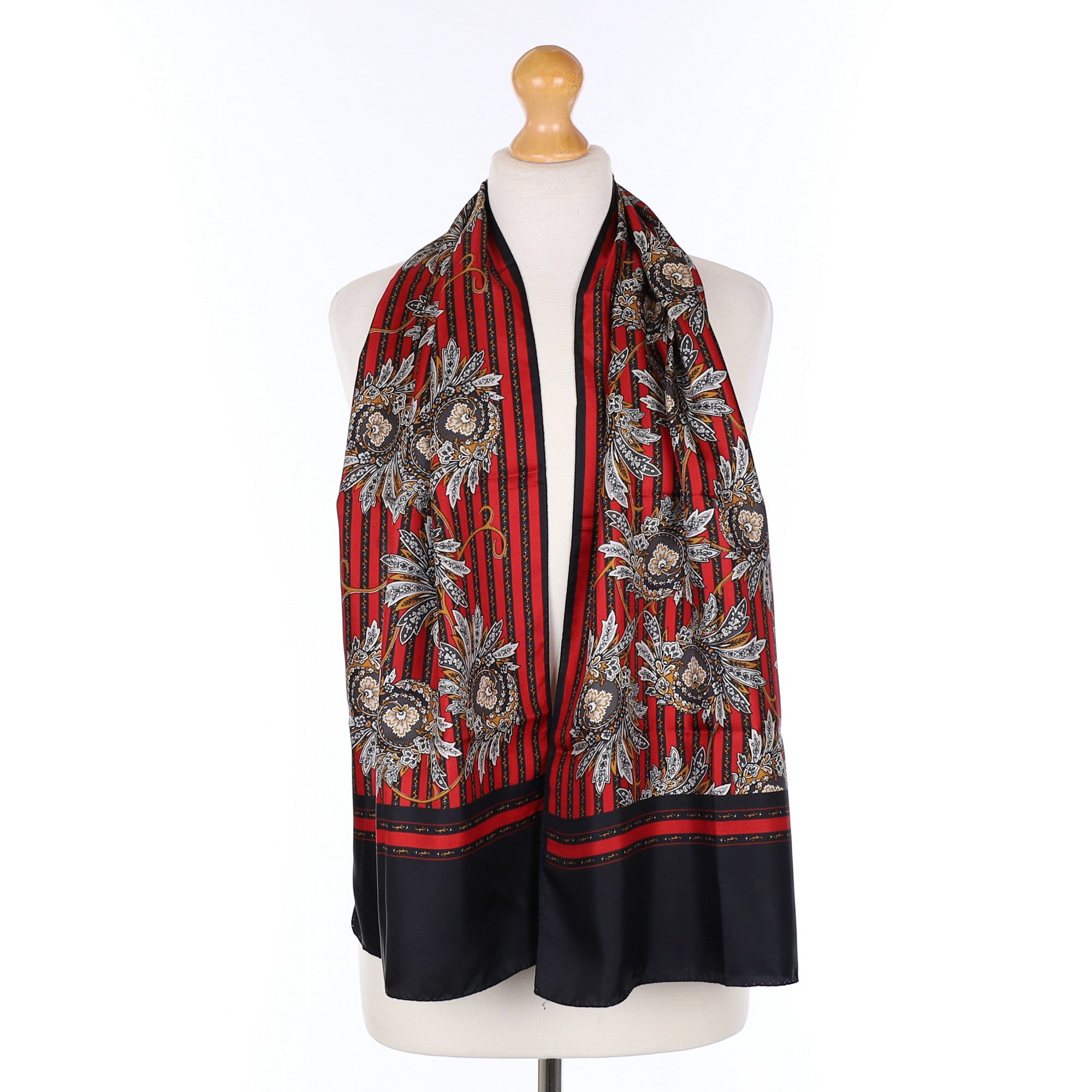 Red And Black Paisley Silk Scarf