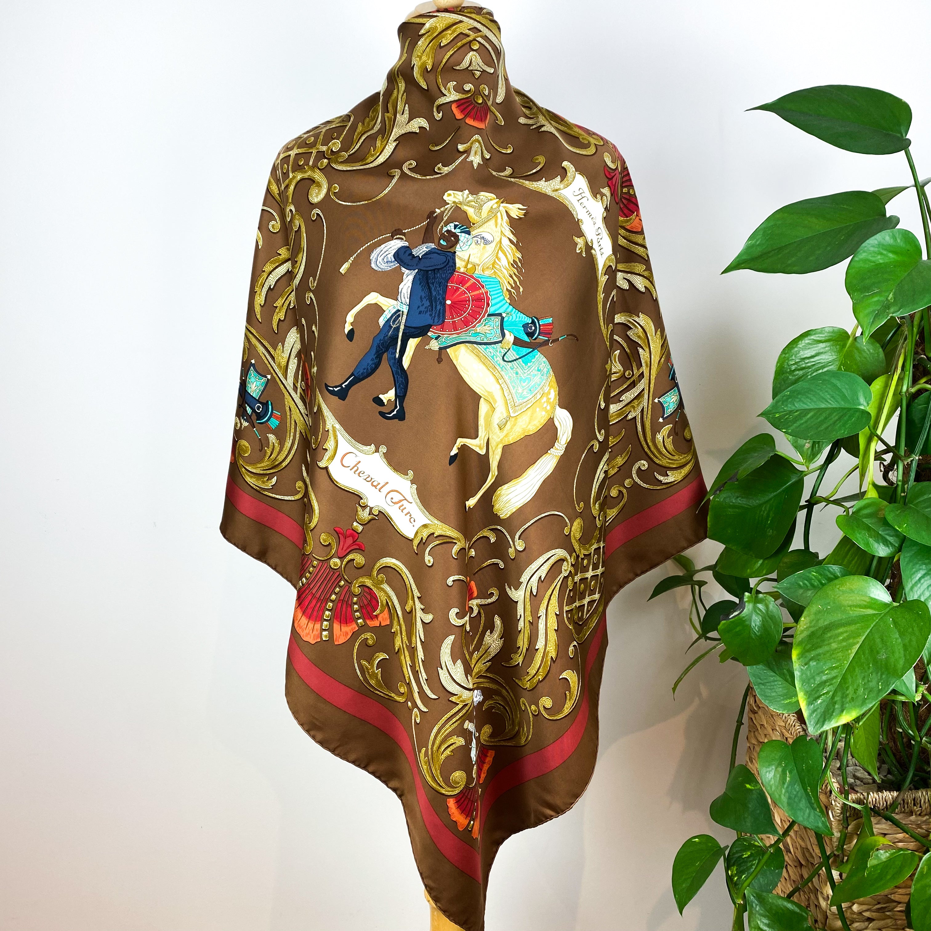 Boxed Hermes Cheval Turc 1969 Designer Silk Scarf