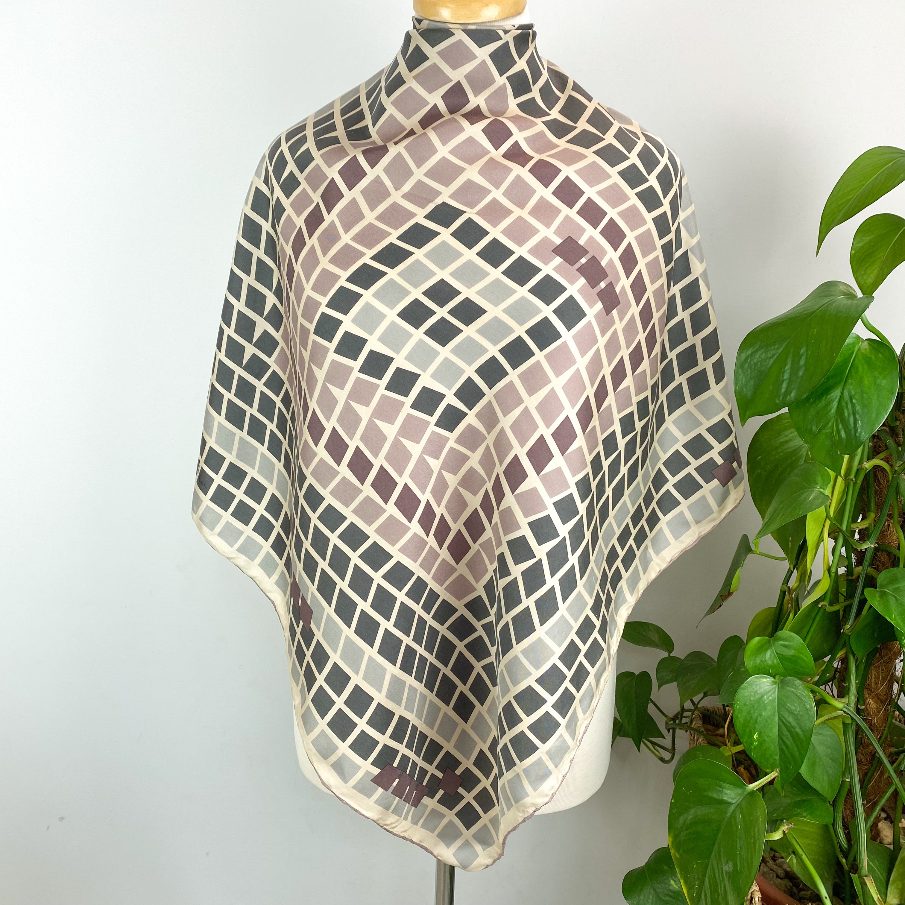 1970s Richard Allan Geometric Vintage Silk Scarf