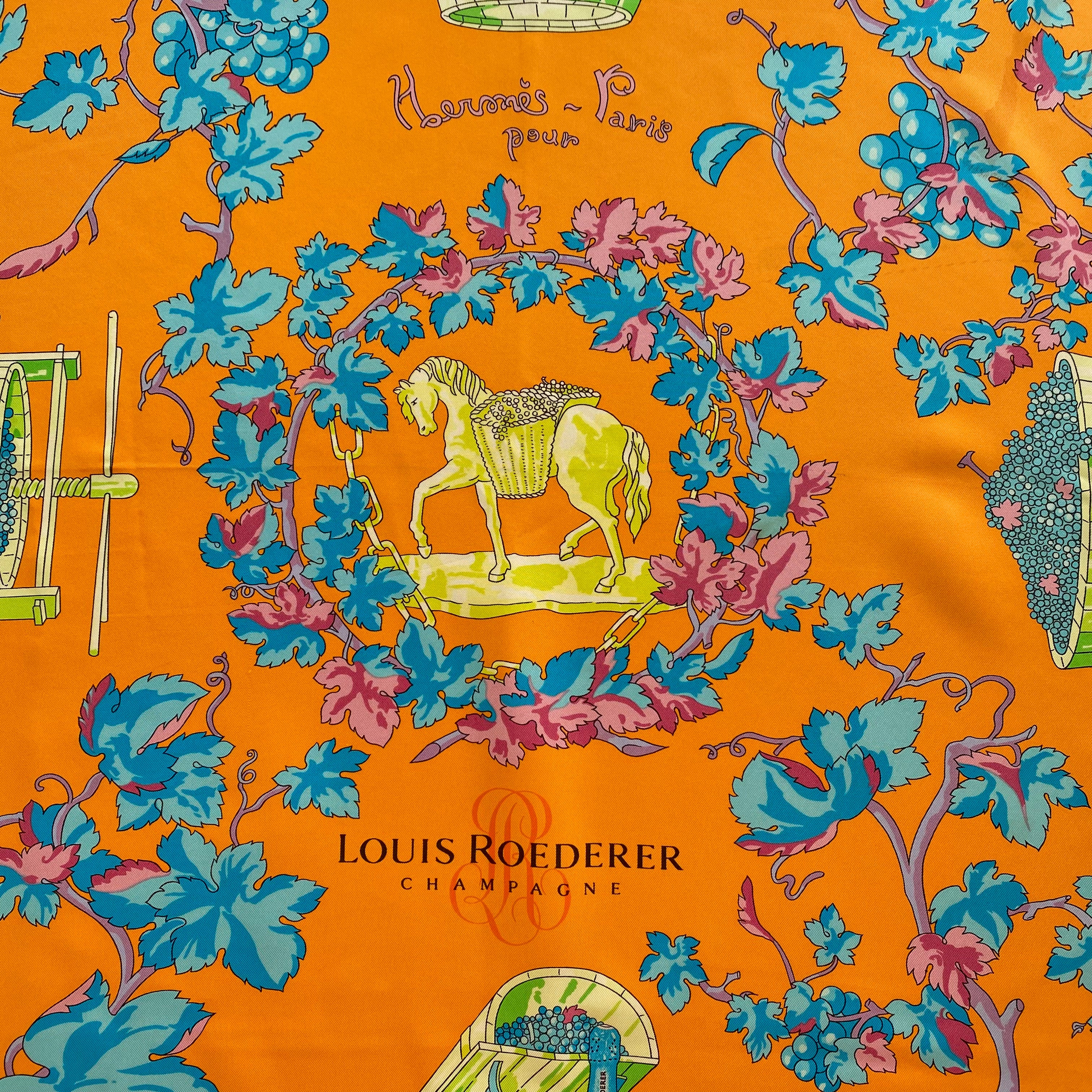Hermès Louis Roederer Champagne Silk Scarf