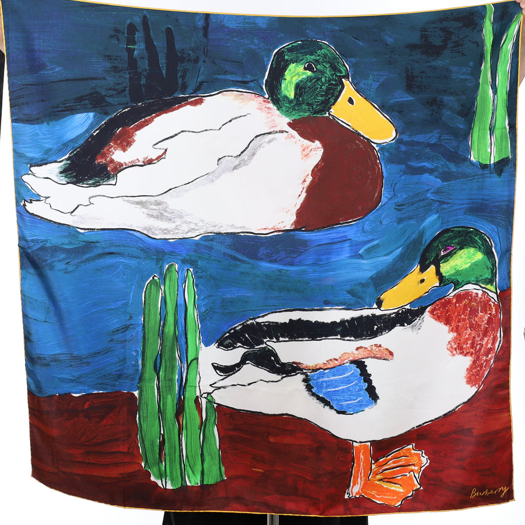 Brand New Burberry Duck Design Silk Scarf