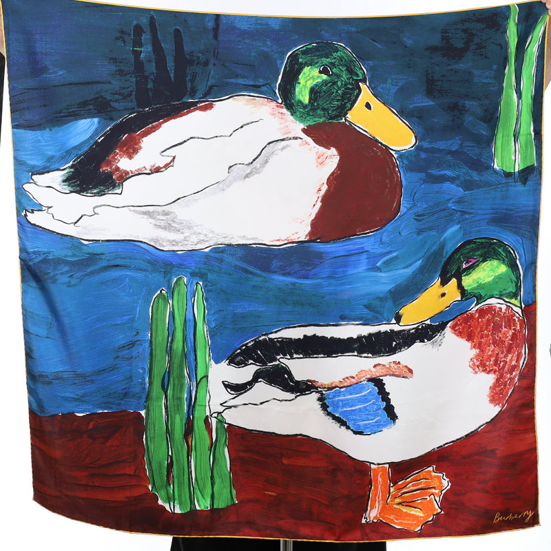 Brand New Burberry Duck Design Silk Scarf