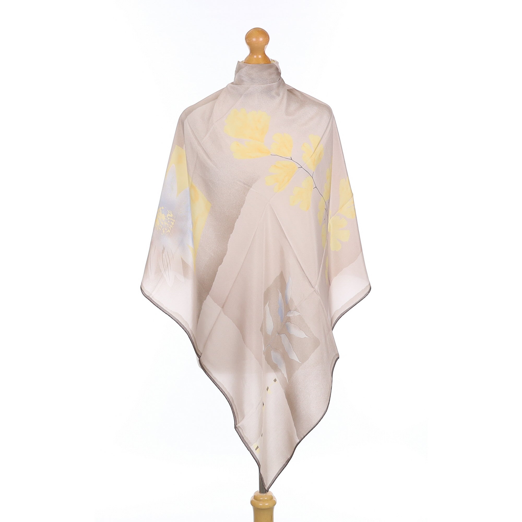 Mink and Yellow Floral Silk Scarf