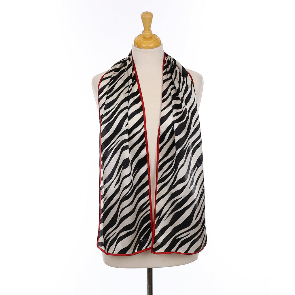 Echo Black Zebra Stripe Silk Scarf