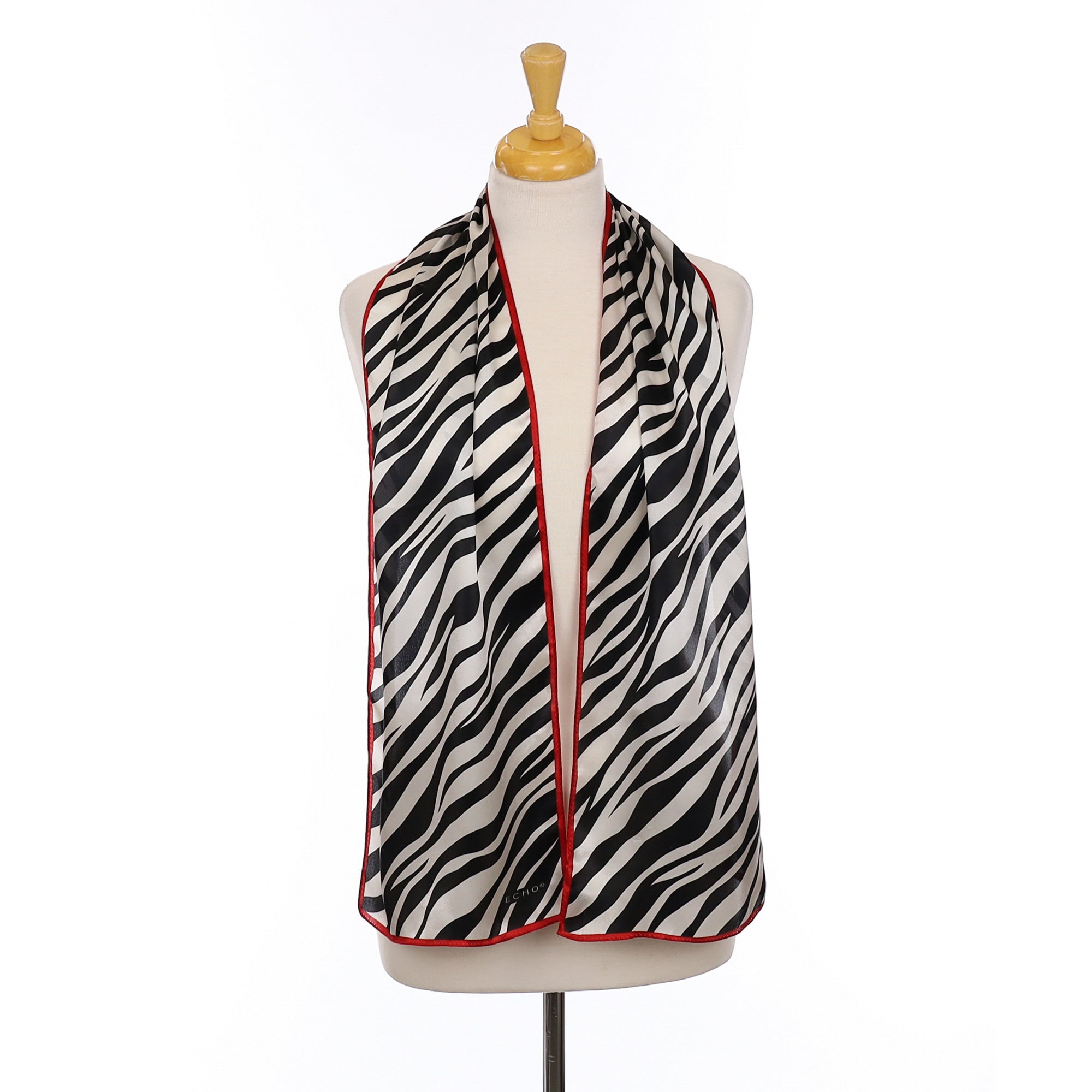 Echo Black Zebra Stripe Silk Scarf