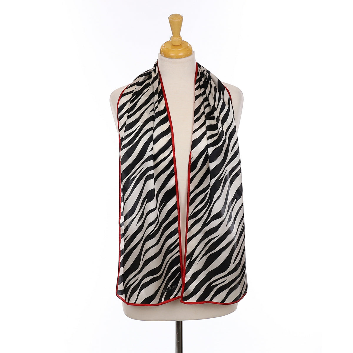 Echo Black Zebra Stripe Silk Scarf