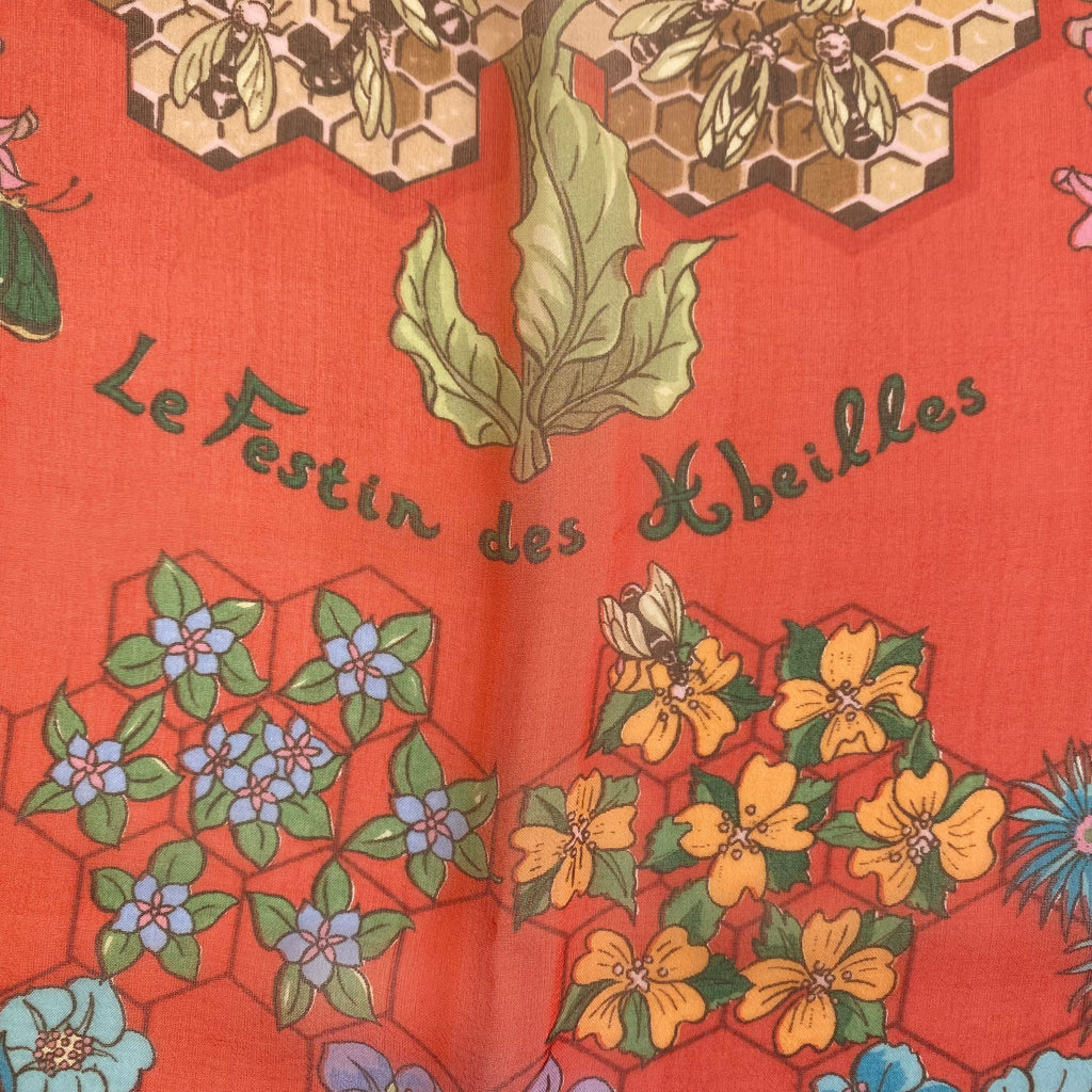 Brand New Hermès Le Festin des Abeilles 140 Mousseline Silk Scarf
