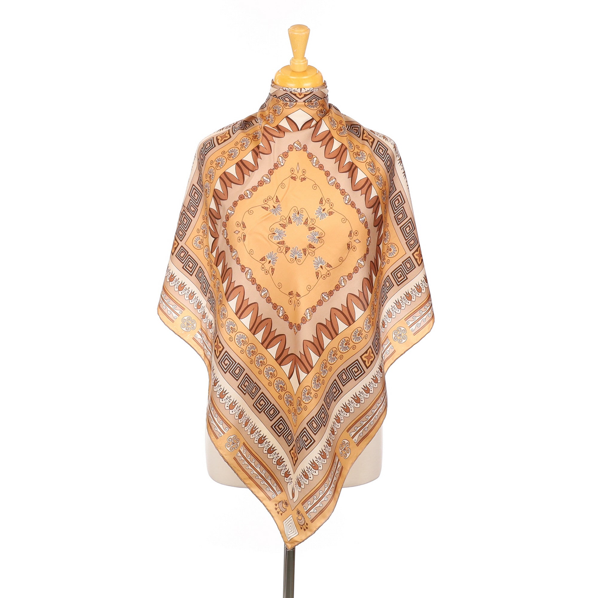 70’s Richard Allan Neutral Patterned Silk Scarf