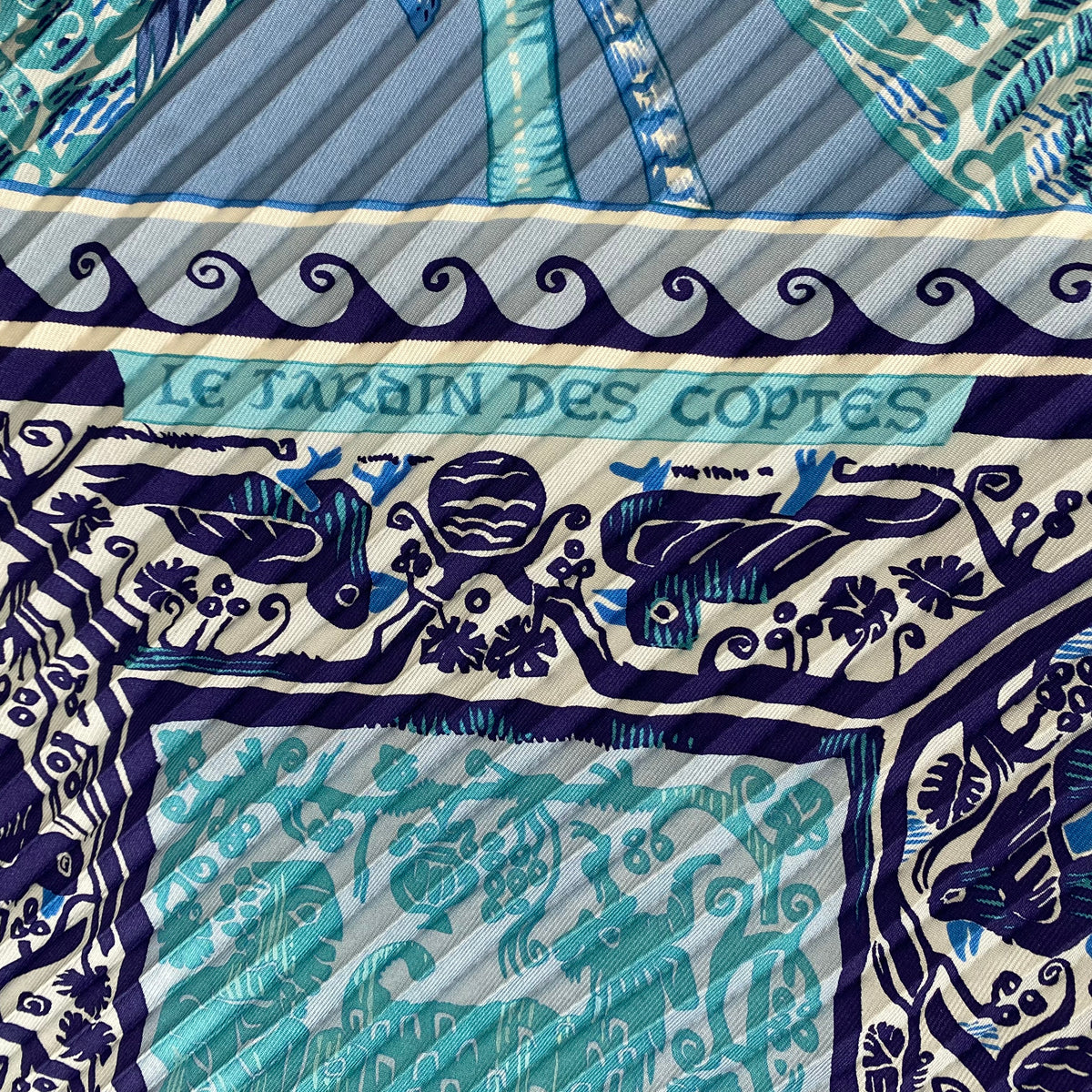 Hermès Le Jardin des Coptes Silk Plissé Scarf