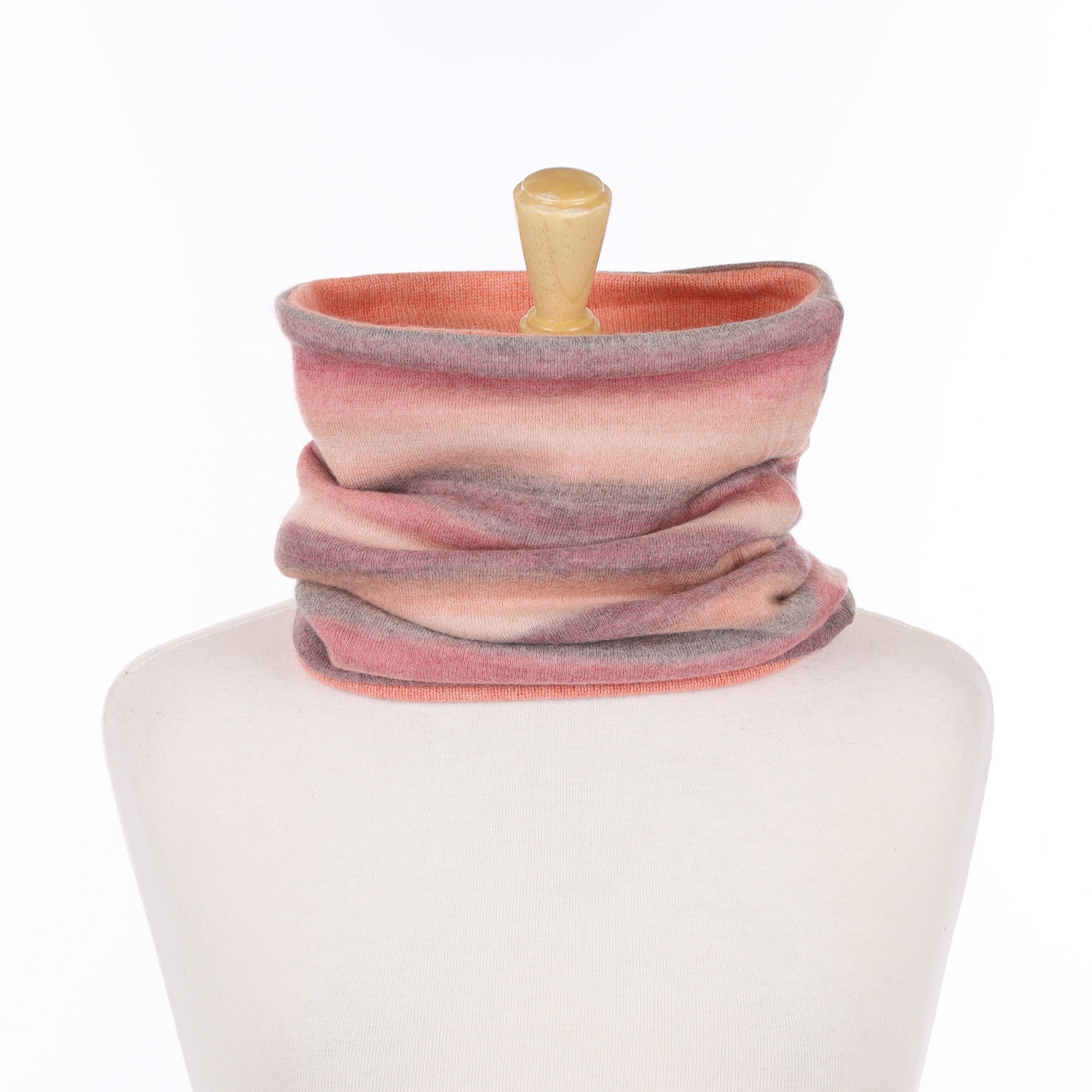 Hazy Pink Stripe and Coral Luxury Double Layered Snood