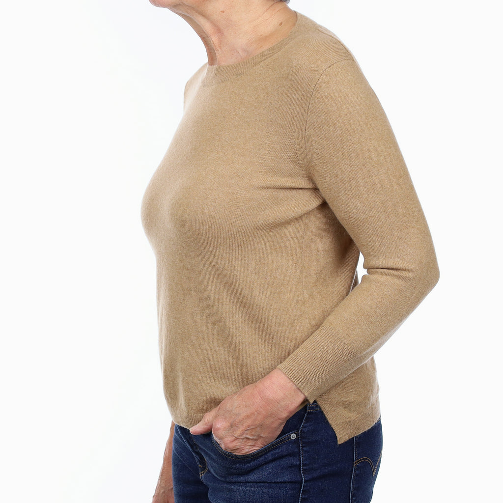Caramel Brown Cashmere Crew Neck Jumper Medium