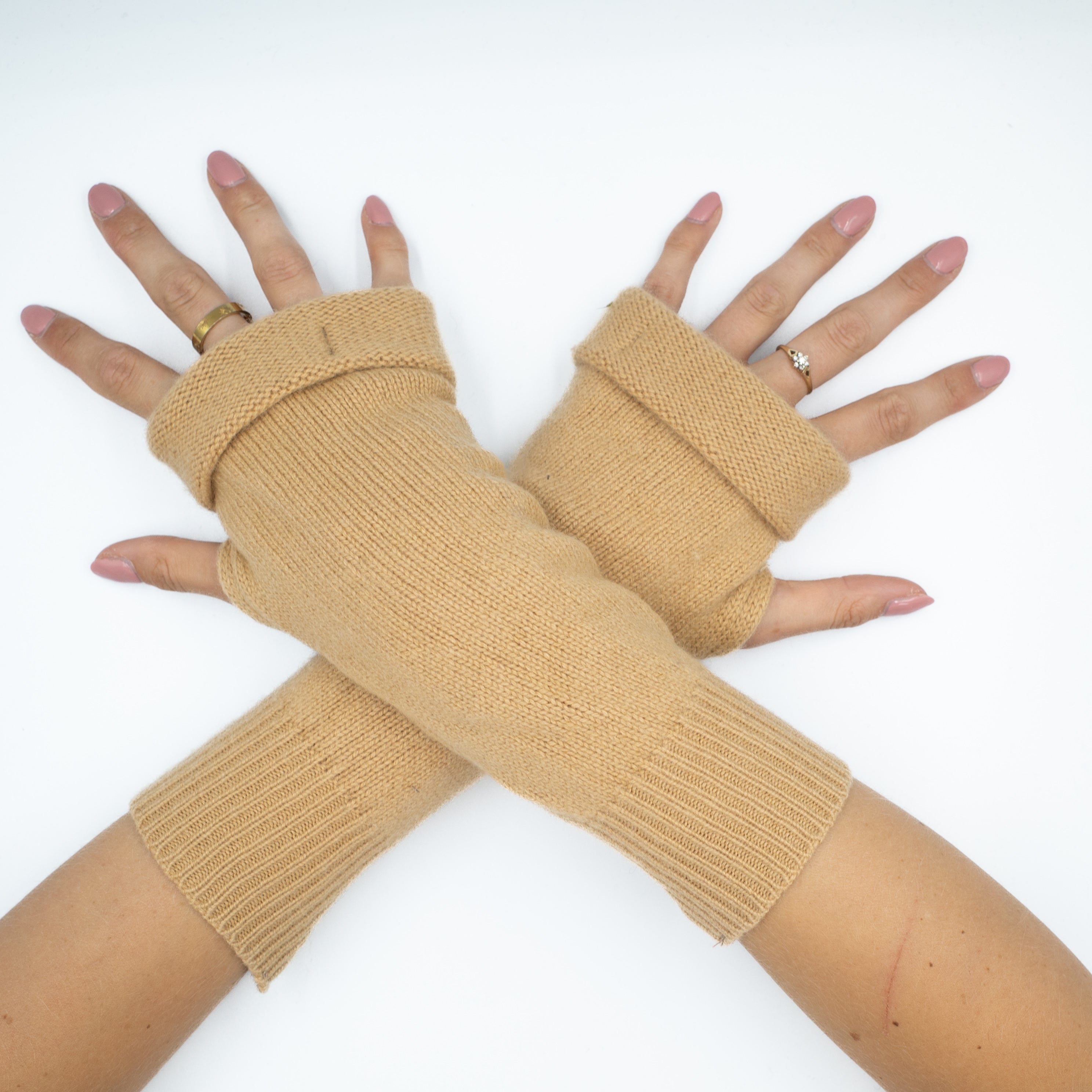 Toffee Brown Chunky Fingerless Gloves