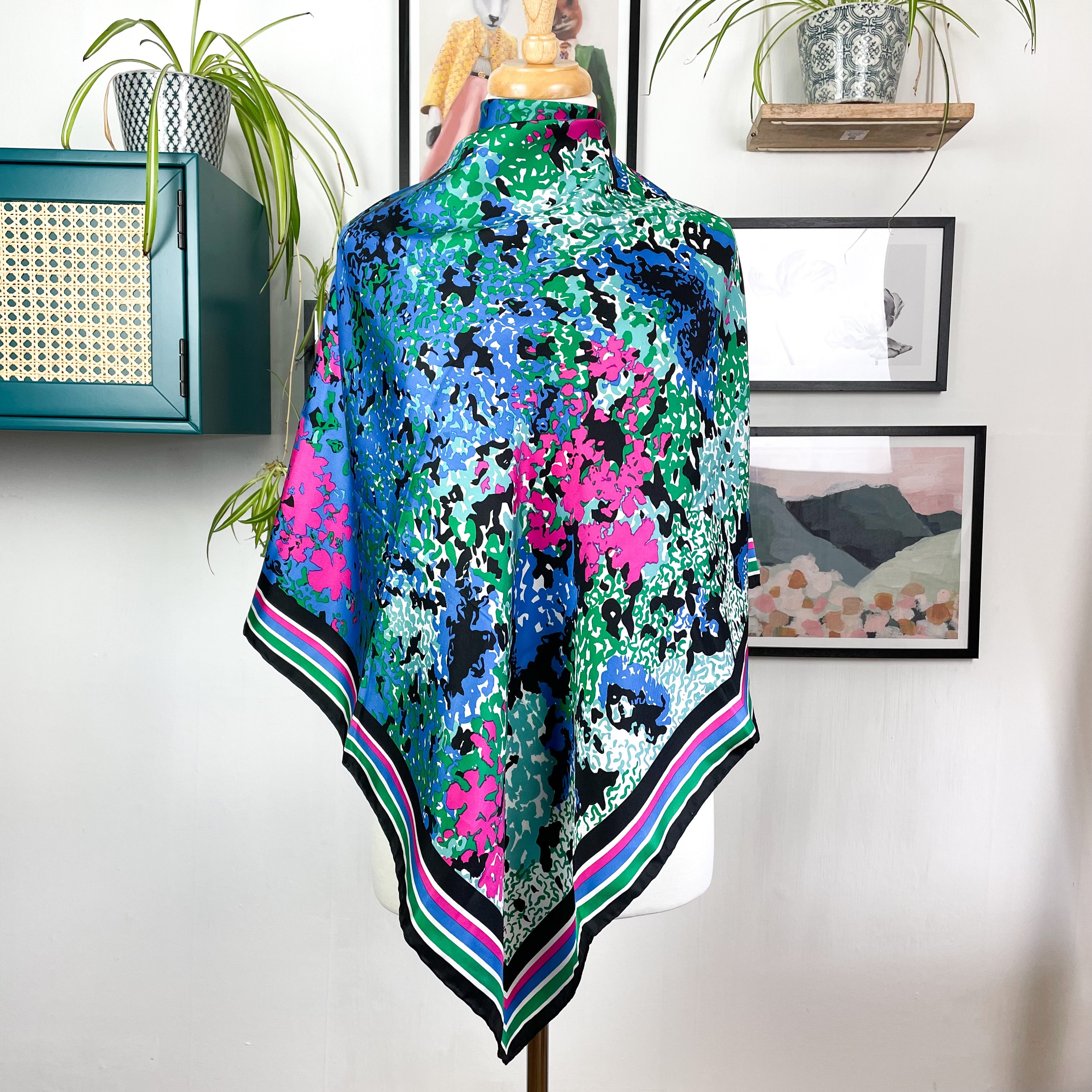 Modern Richard Allan Floral Vintage Silk Scarf