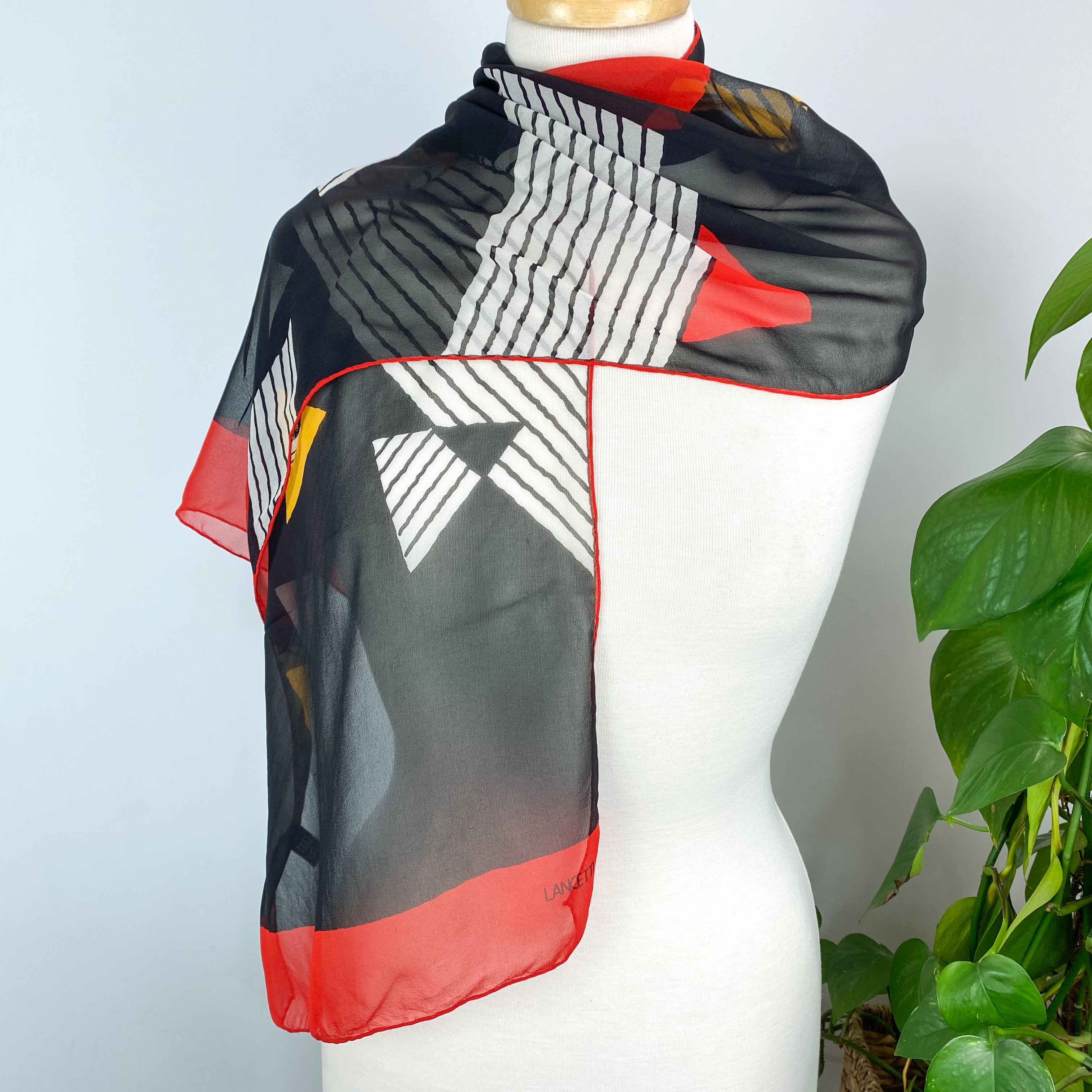 Lancetti Long Chiffon Vintage Silk Scarf