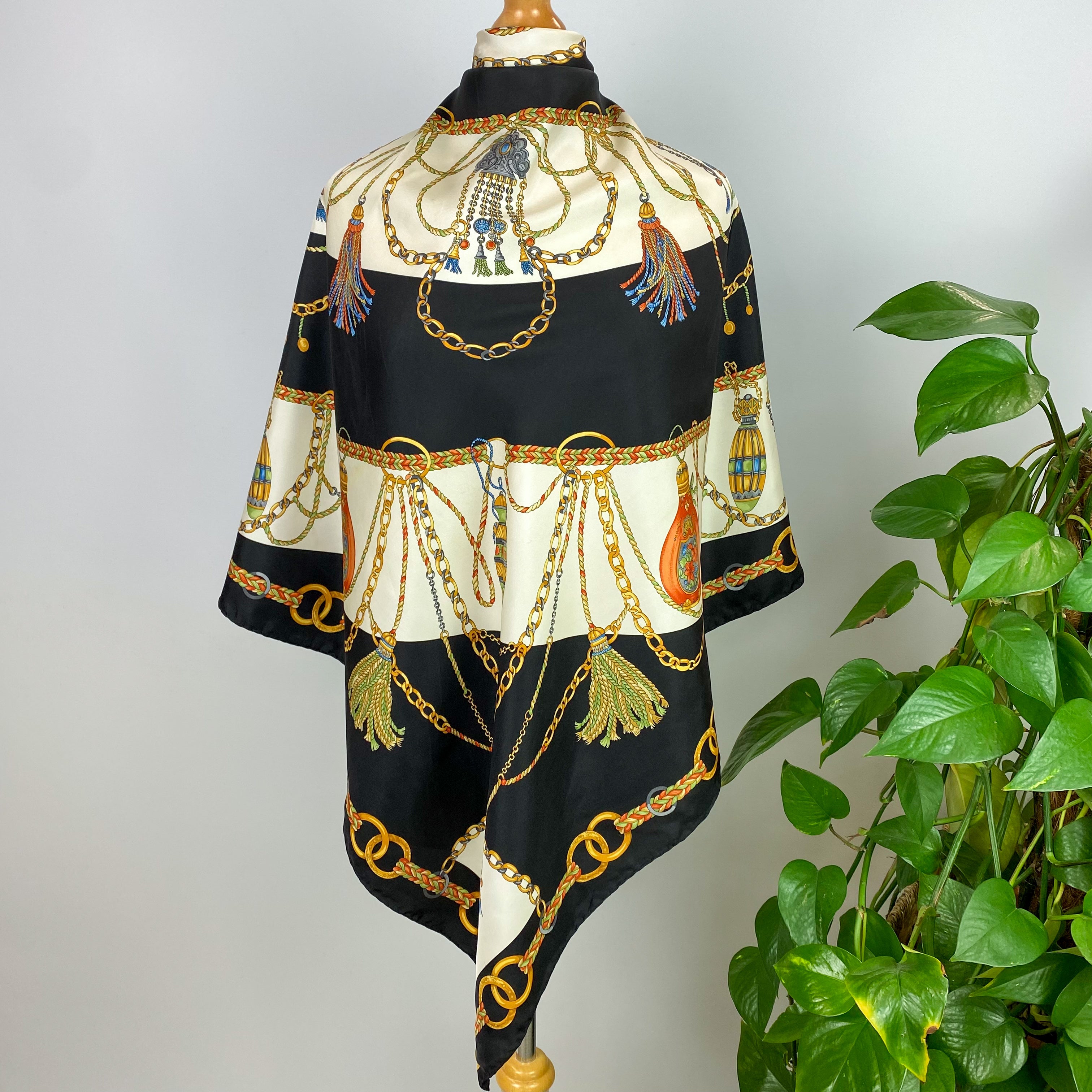 Grès Chains and Tassels Vintage Silk Scarf