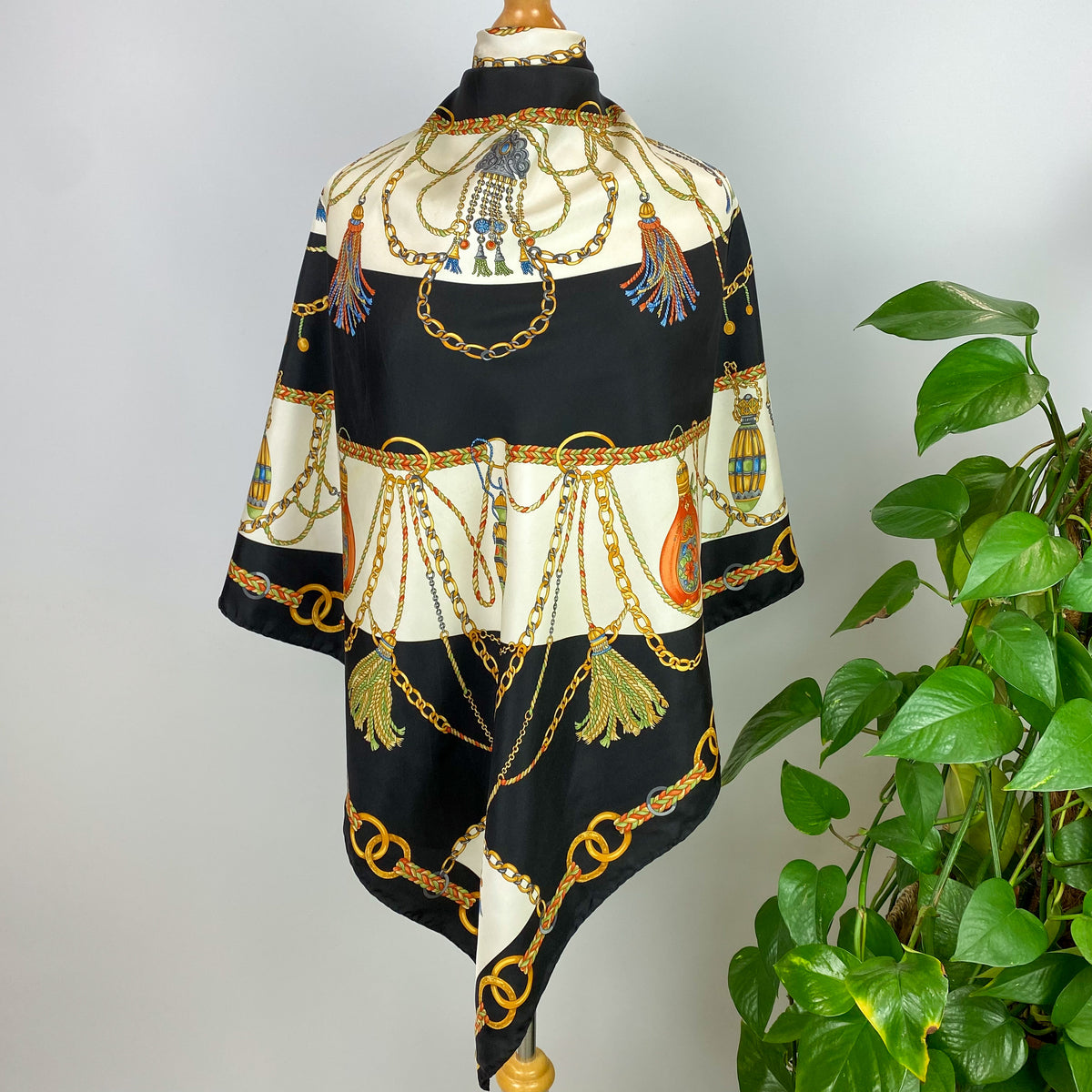 Grès Chains and Tassels Vintage Silk Scarf