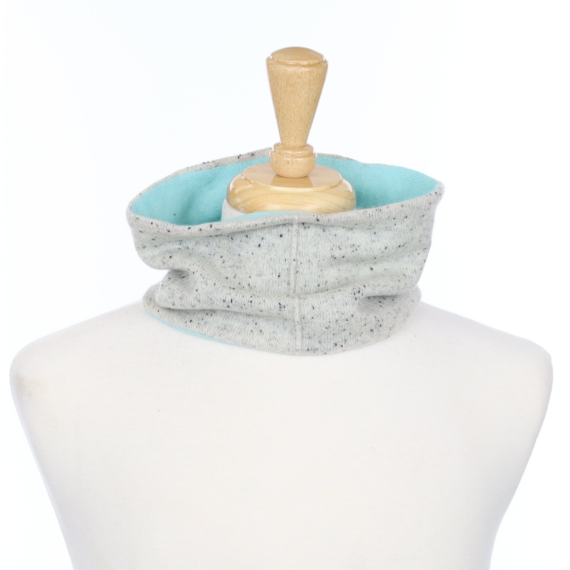 Grey Fleck and Pale Aqua Neck Warmer