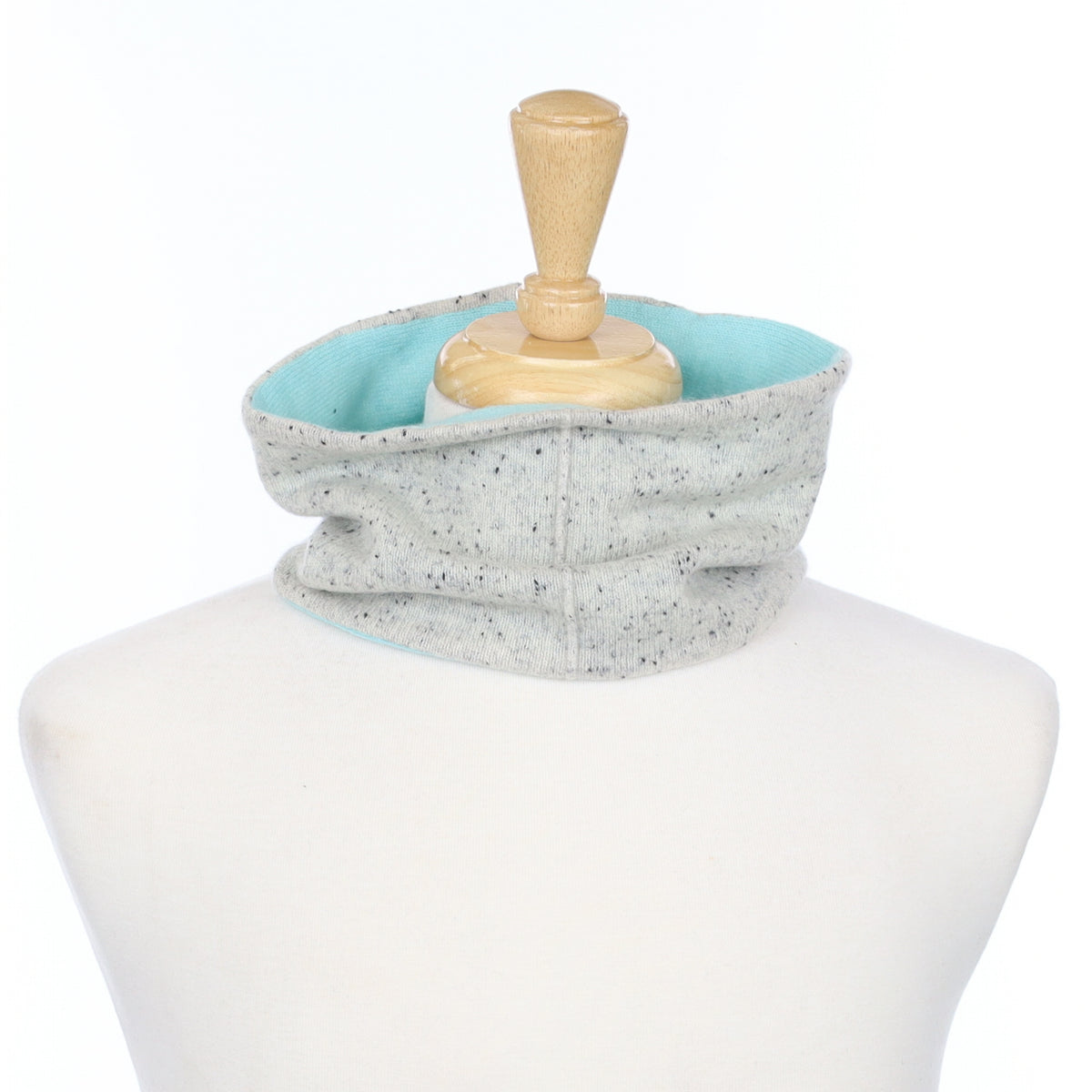 Grey Fleck and Pale Aqua Neck Warmer