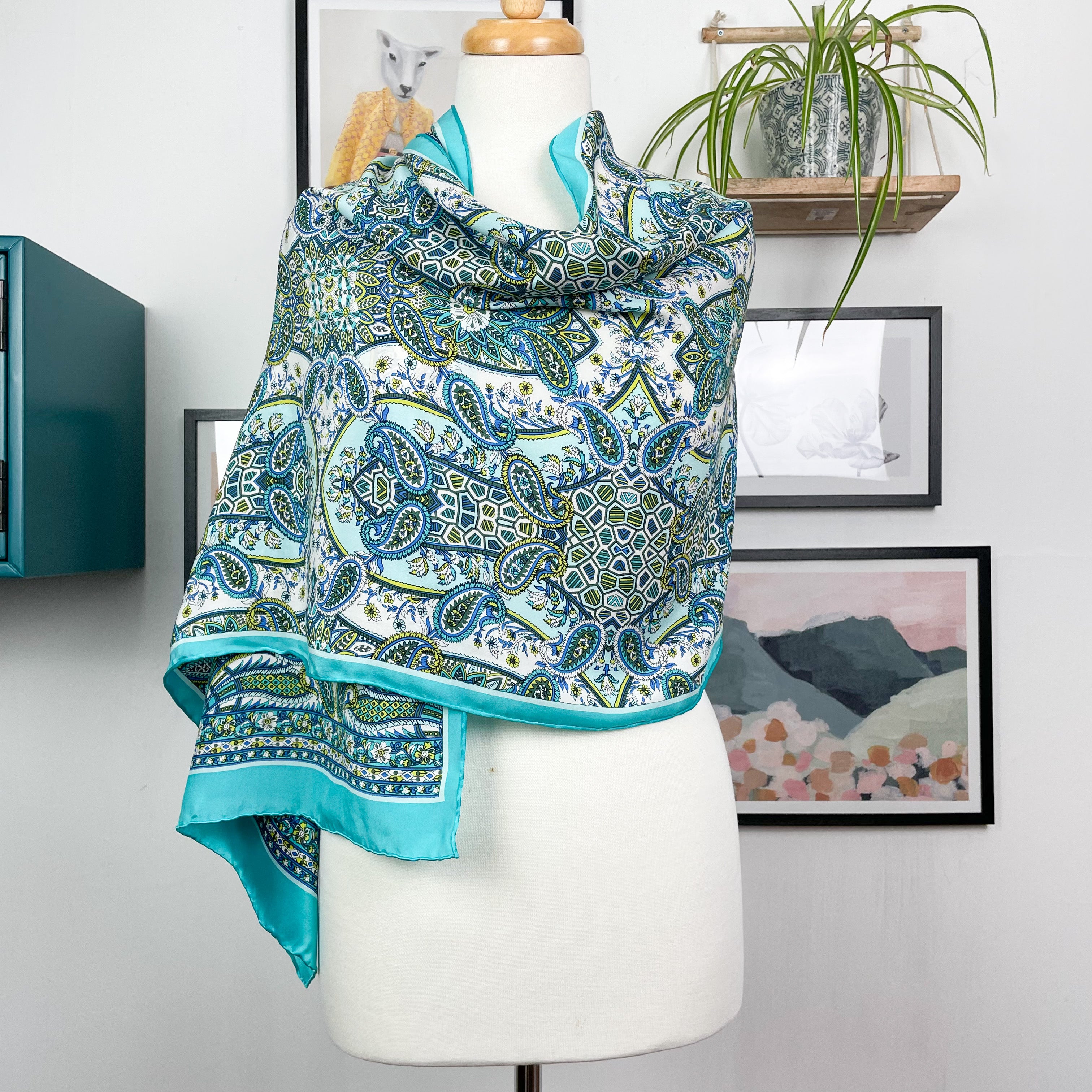 Brand New Paisley Wrap Style Satin Silk Scarf