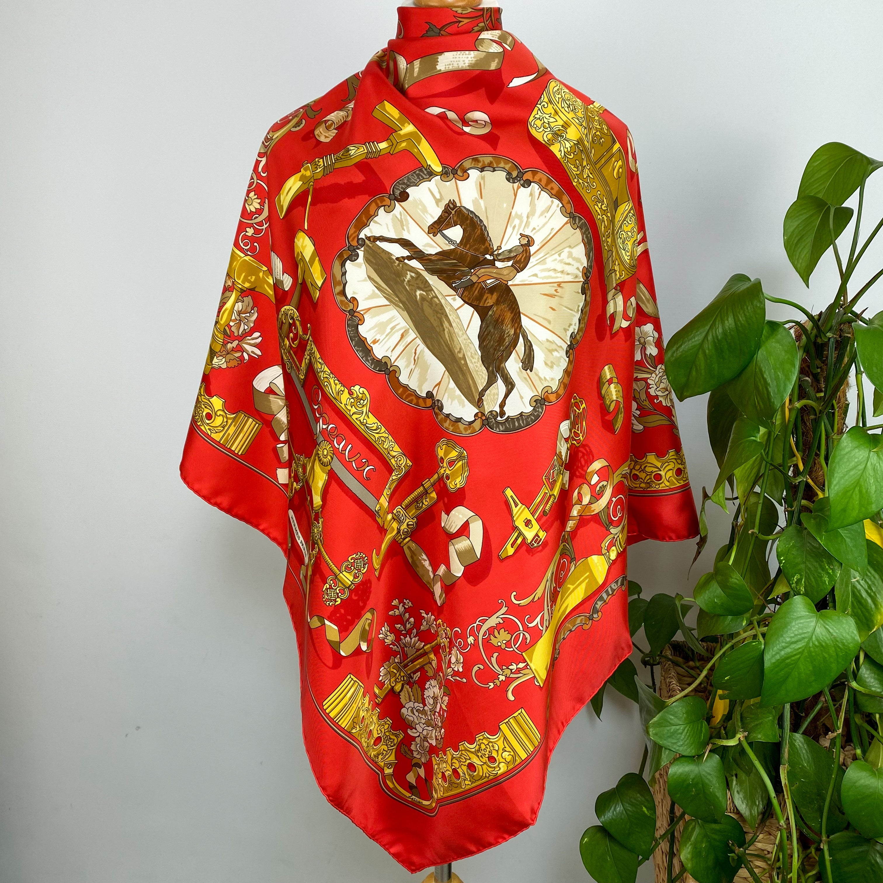 Pristine Boxed Hermes Copeaux 1998 Designer Silk Scarf