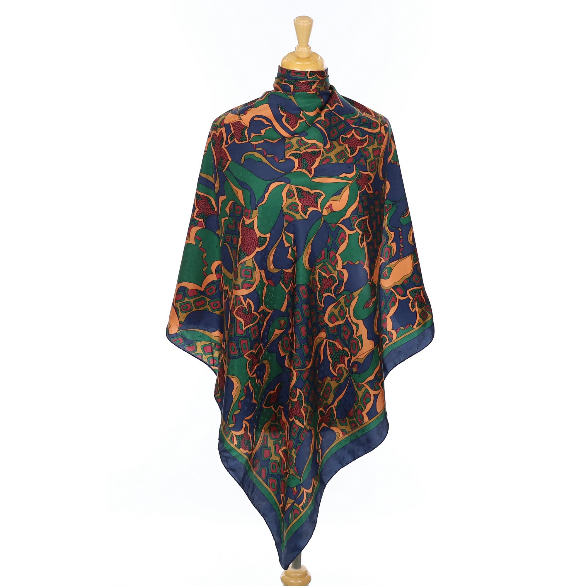 Abstract Green and Blue Vintage Silk Scarf