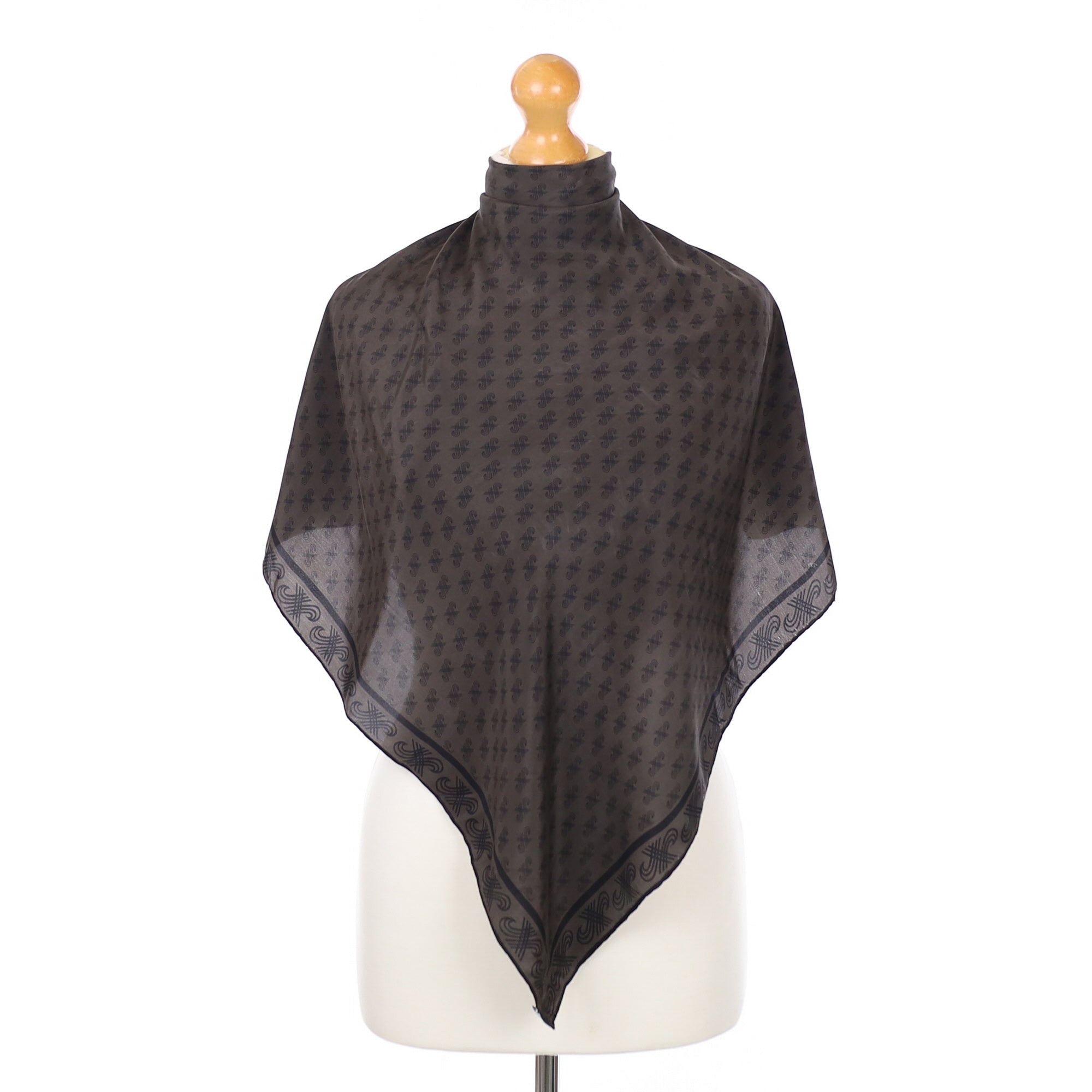 Jaeger Vintage Dark Brown Silk Scarf