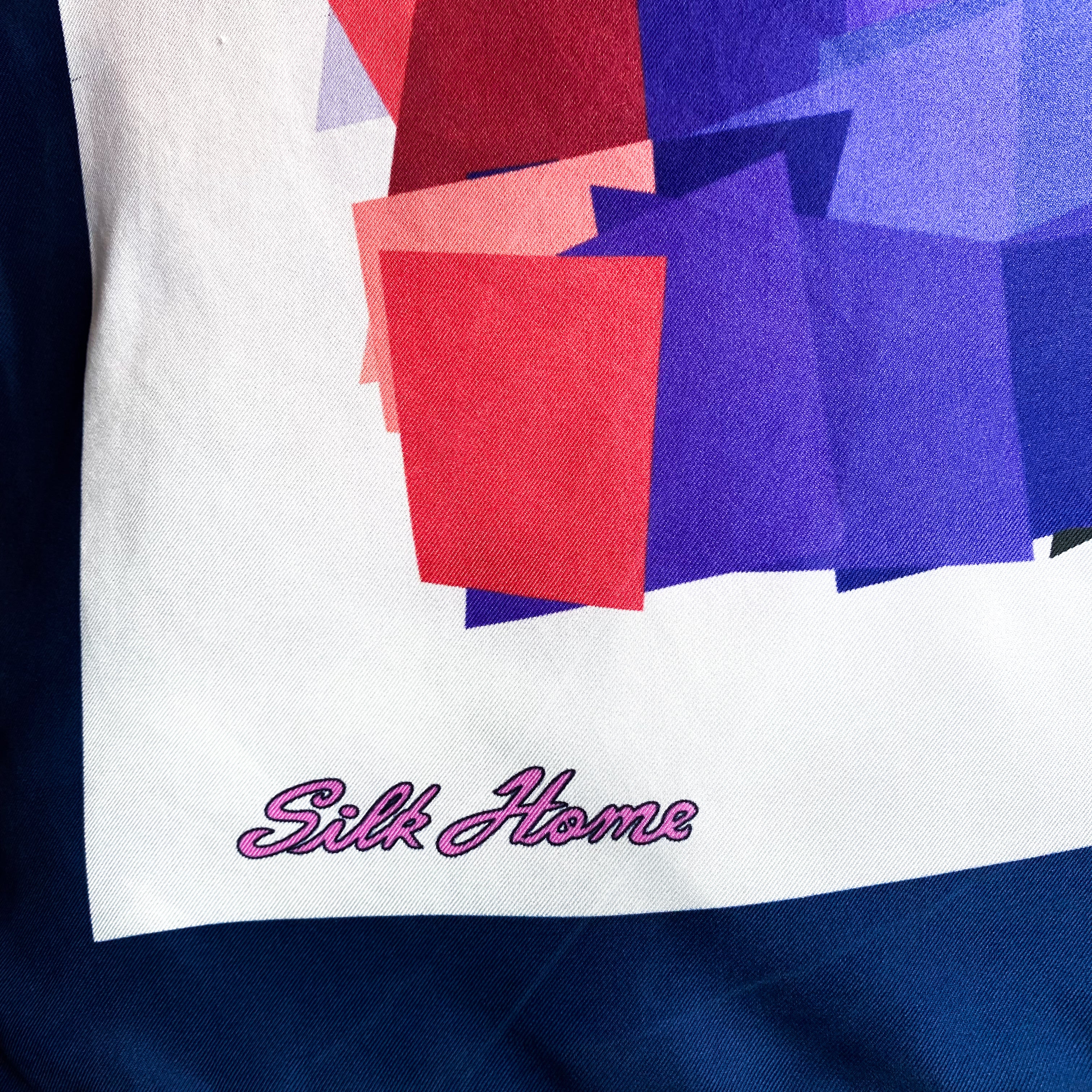 Colourful Block Patterned Vintage Silk Scarf