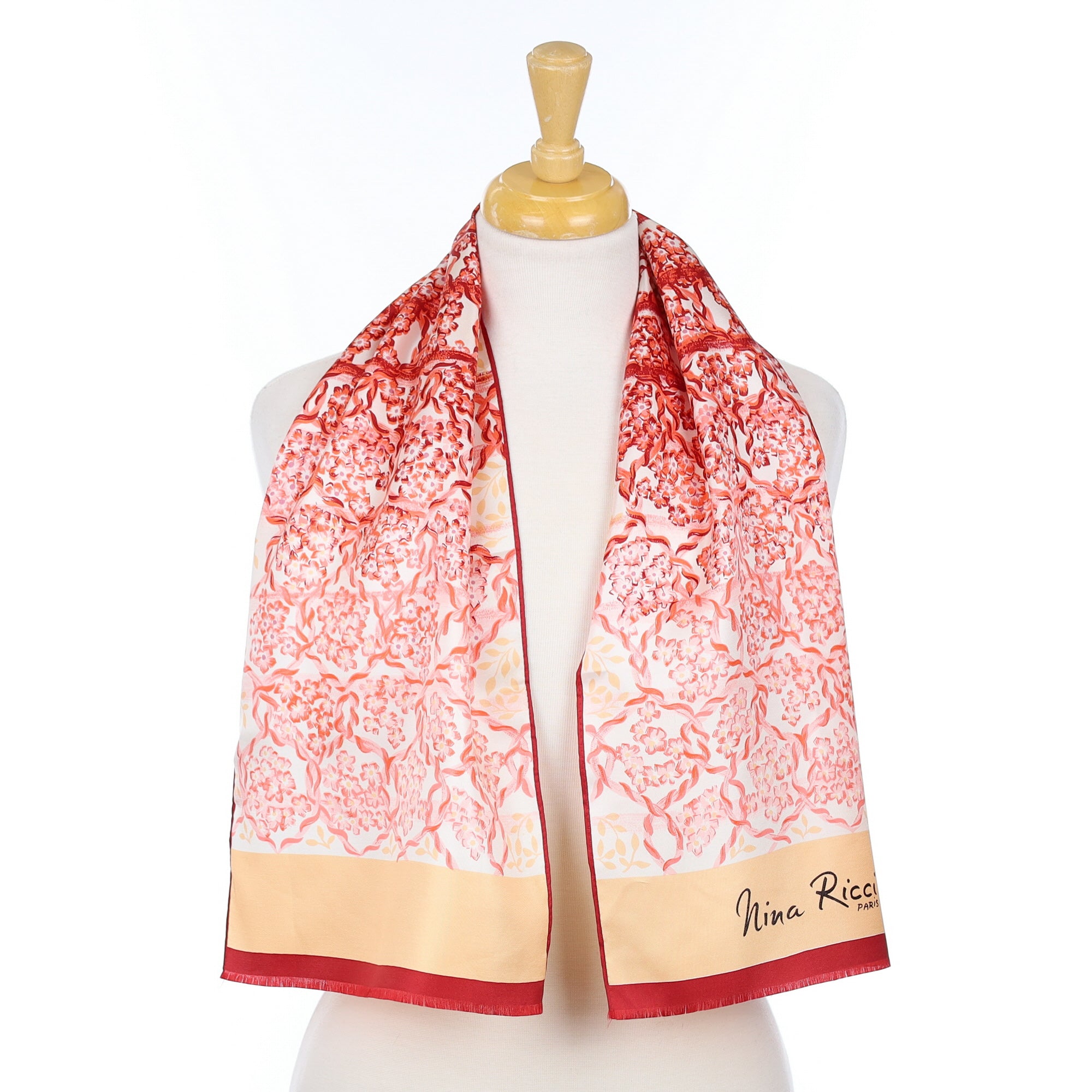 Nina Ricci Long Floral Vintage Silk Scarf