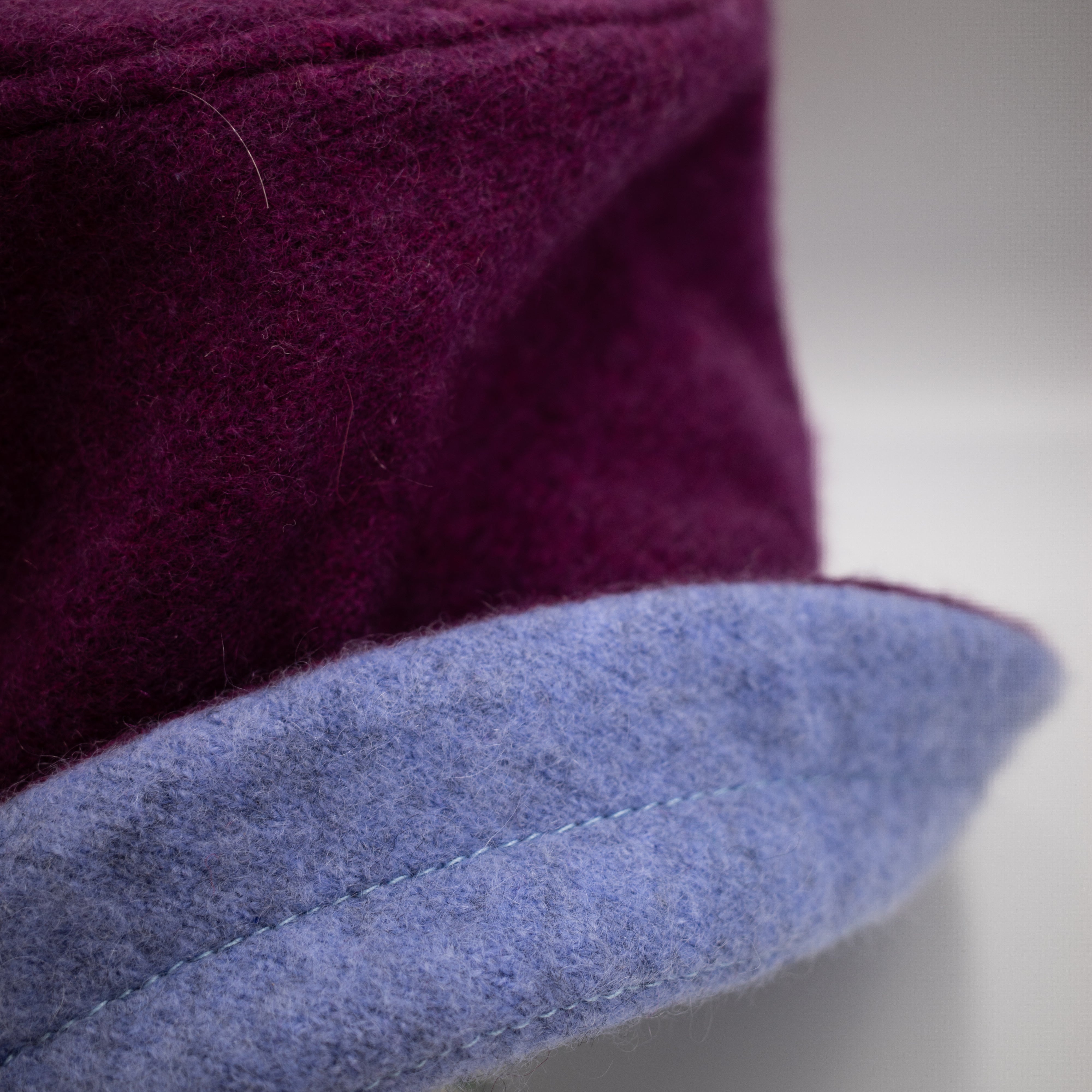 Plum Purple Reversible Cashmere Bucket Hat Large