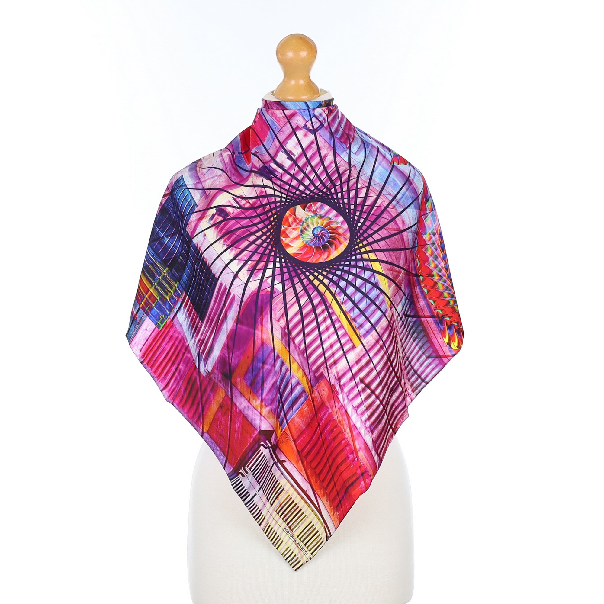 Adrianna Avencci Pink Shutter Design Silk Scarf