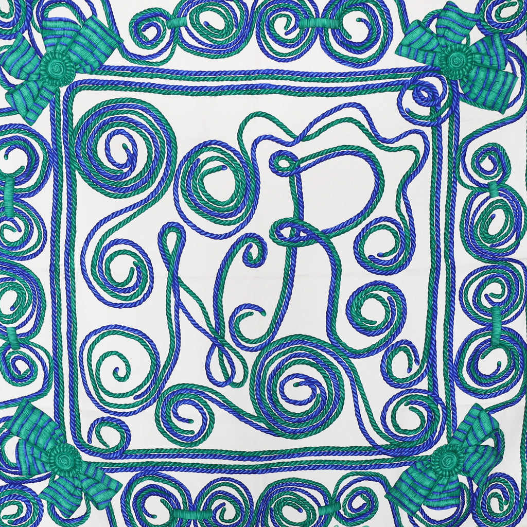 Brand New Nina Ricci Blue and Green Silk Scarf