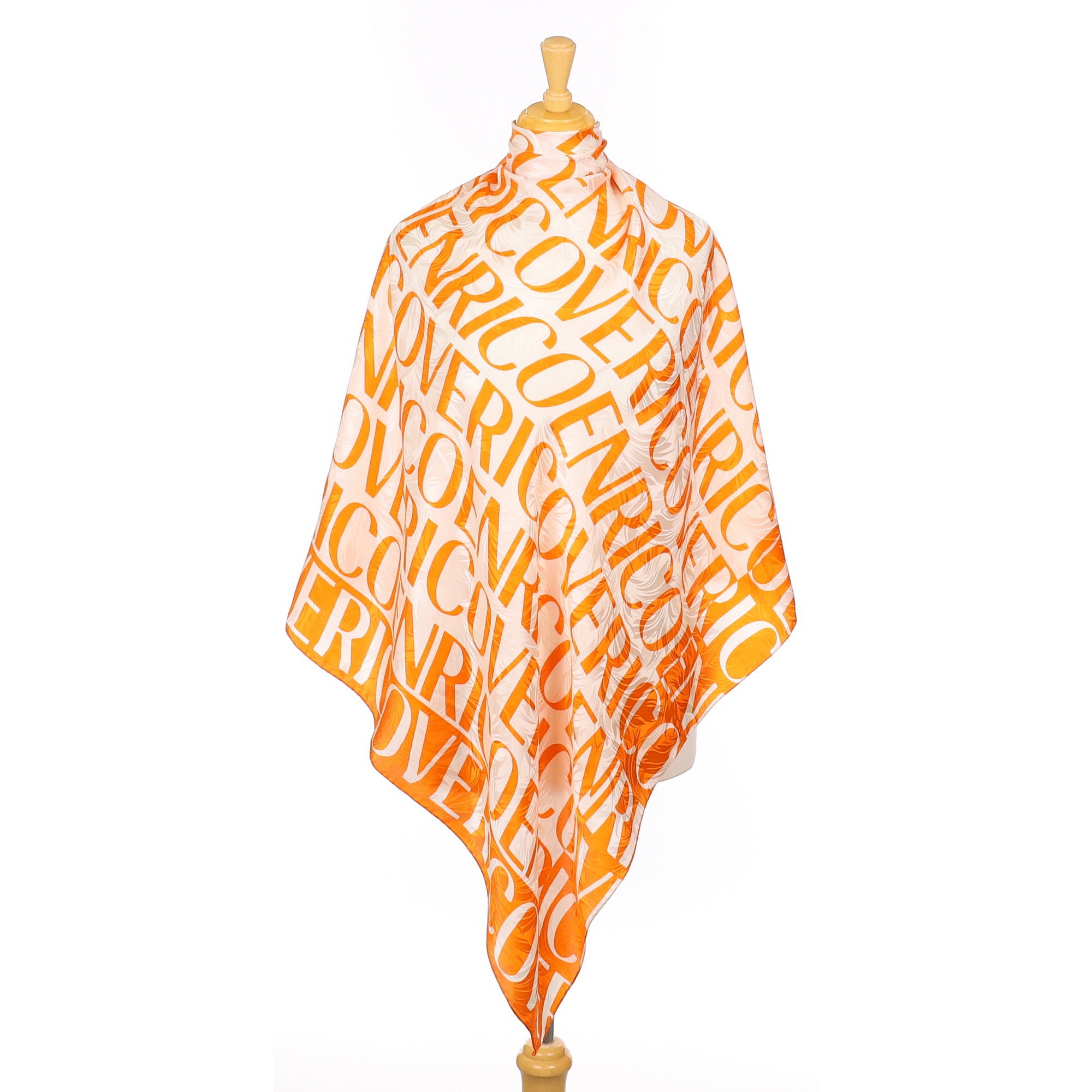 Enrico Coveri Orange and White Silk Scarf