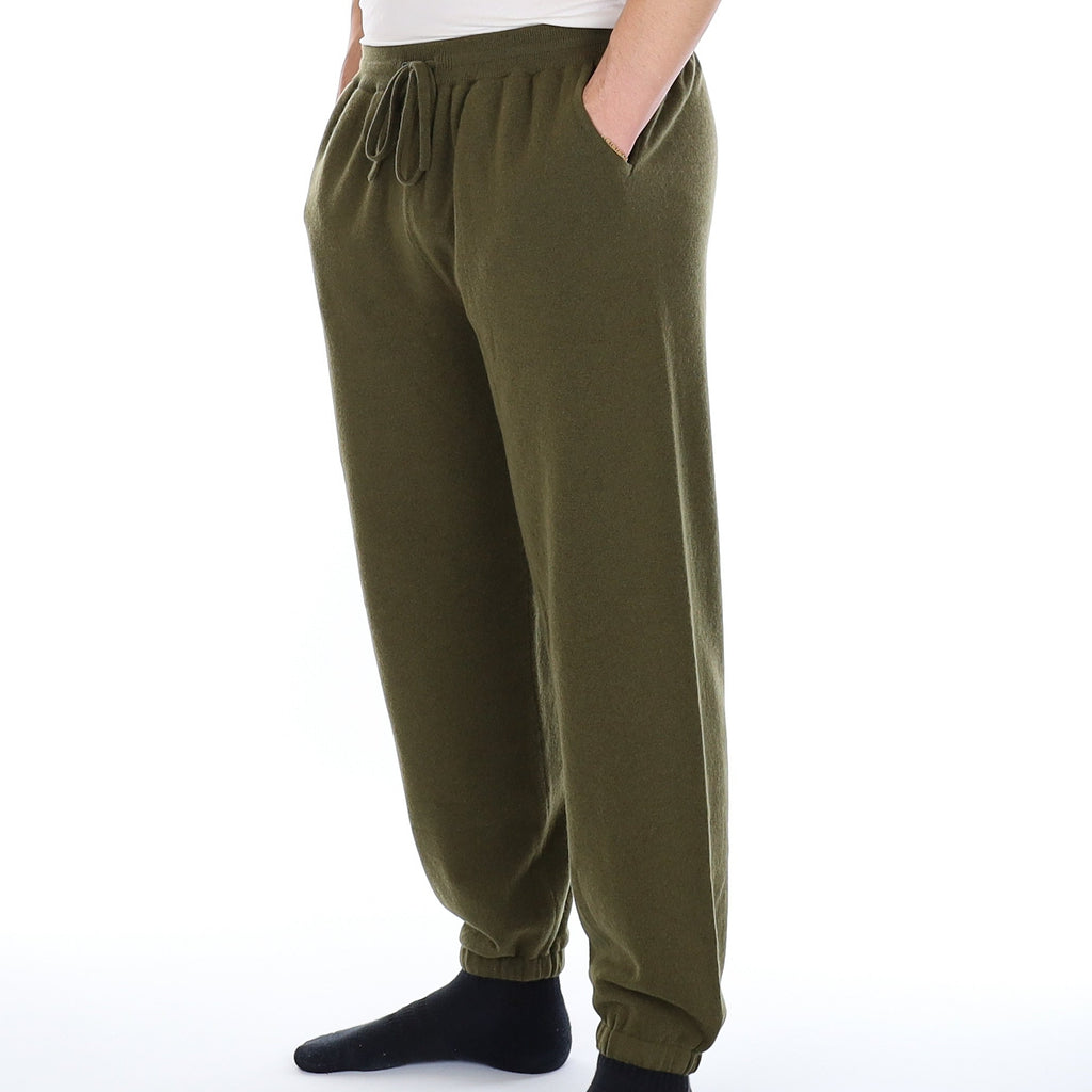 Men’s Brand New Scottish Olive Green Cashmere Lounge Pants XL