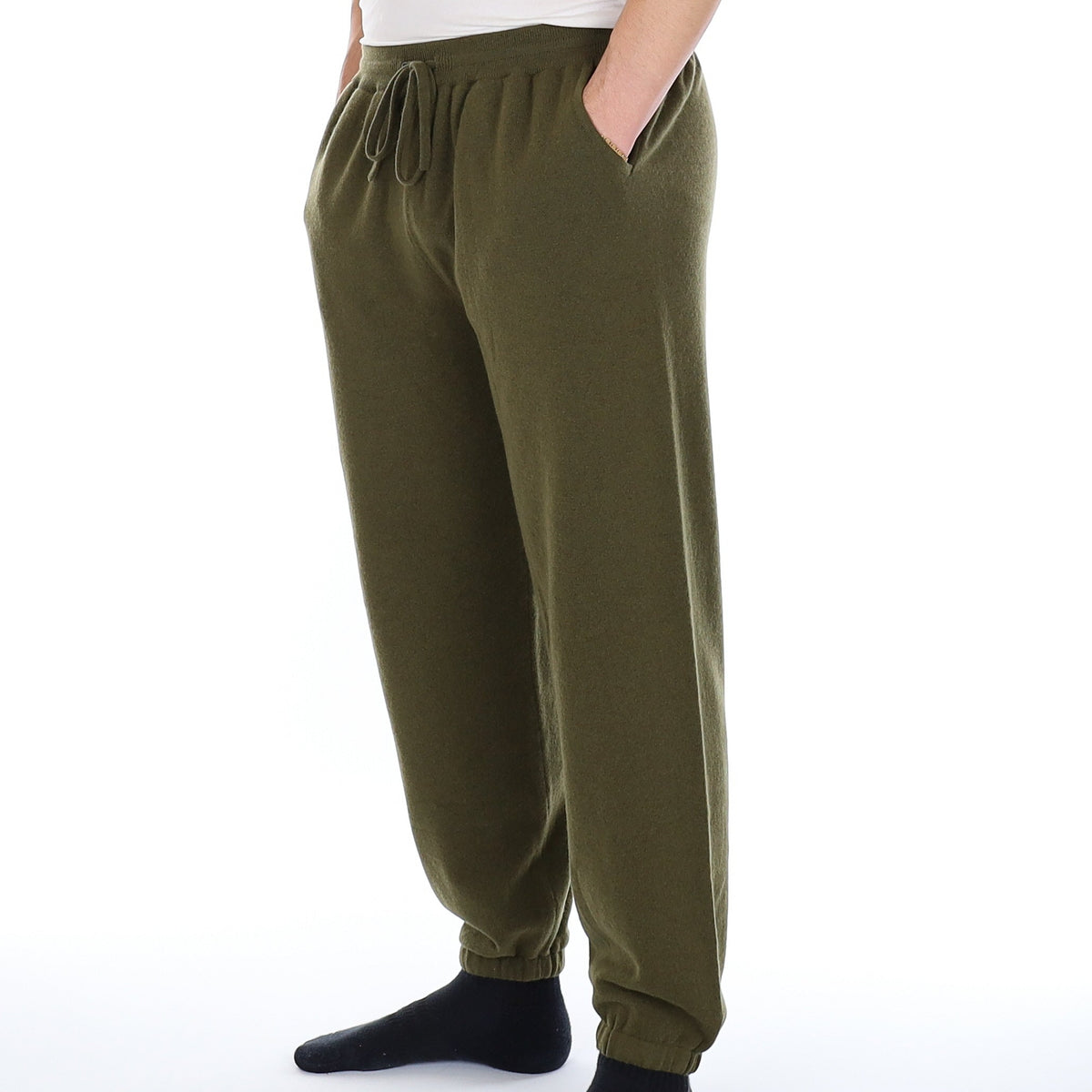 Men’s Brand New Scottish Olive Green Cashmere Lounge Pants XL
