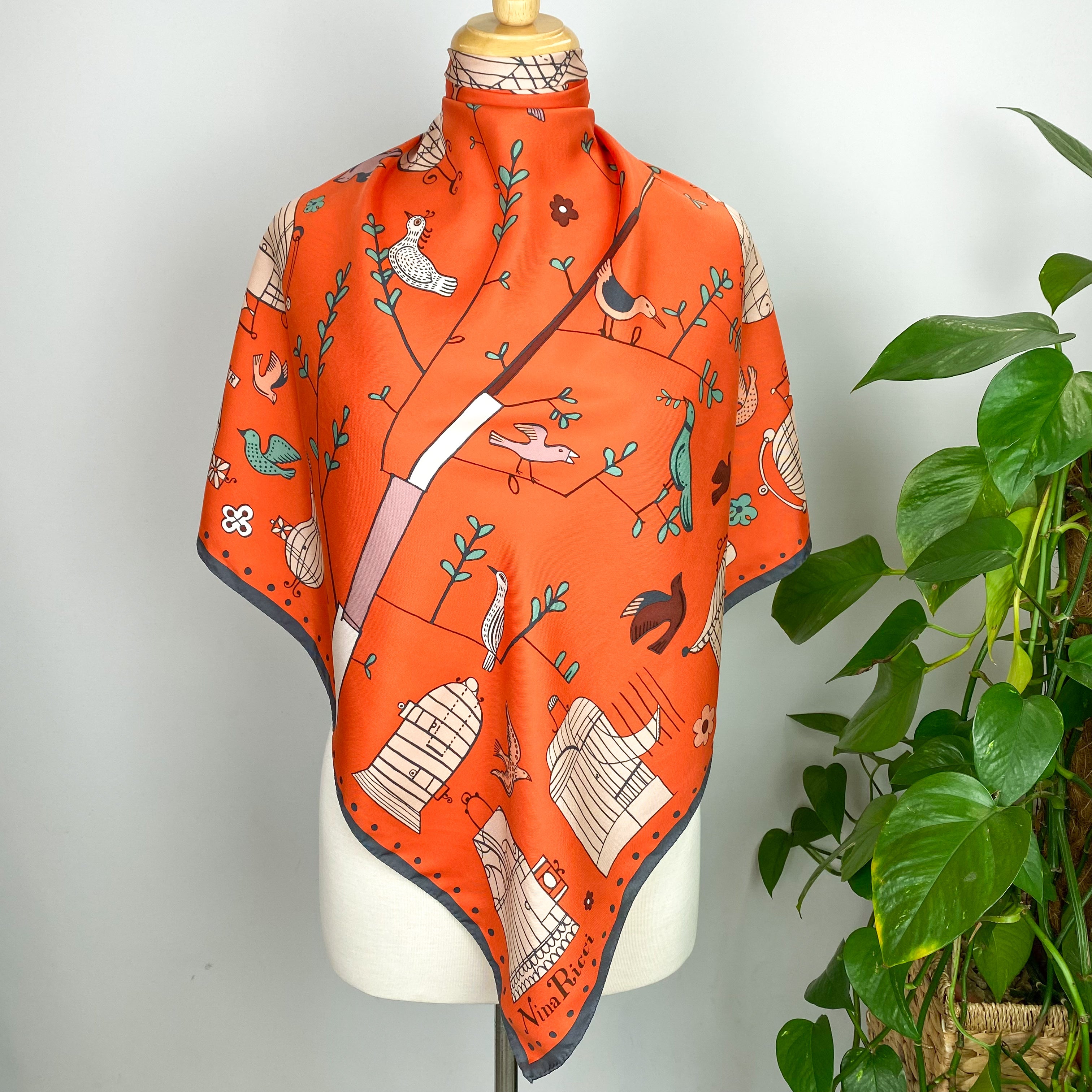 Nina Ricci Bird Cage Designer Silk Scarf