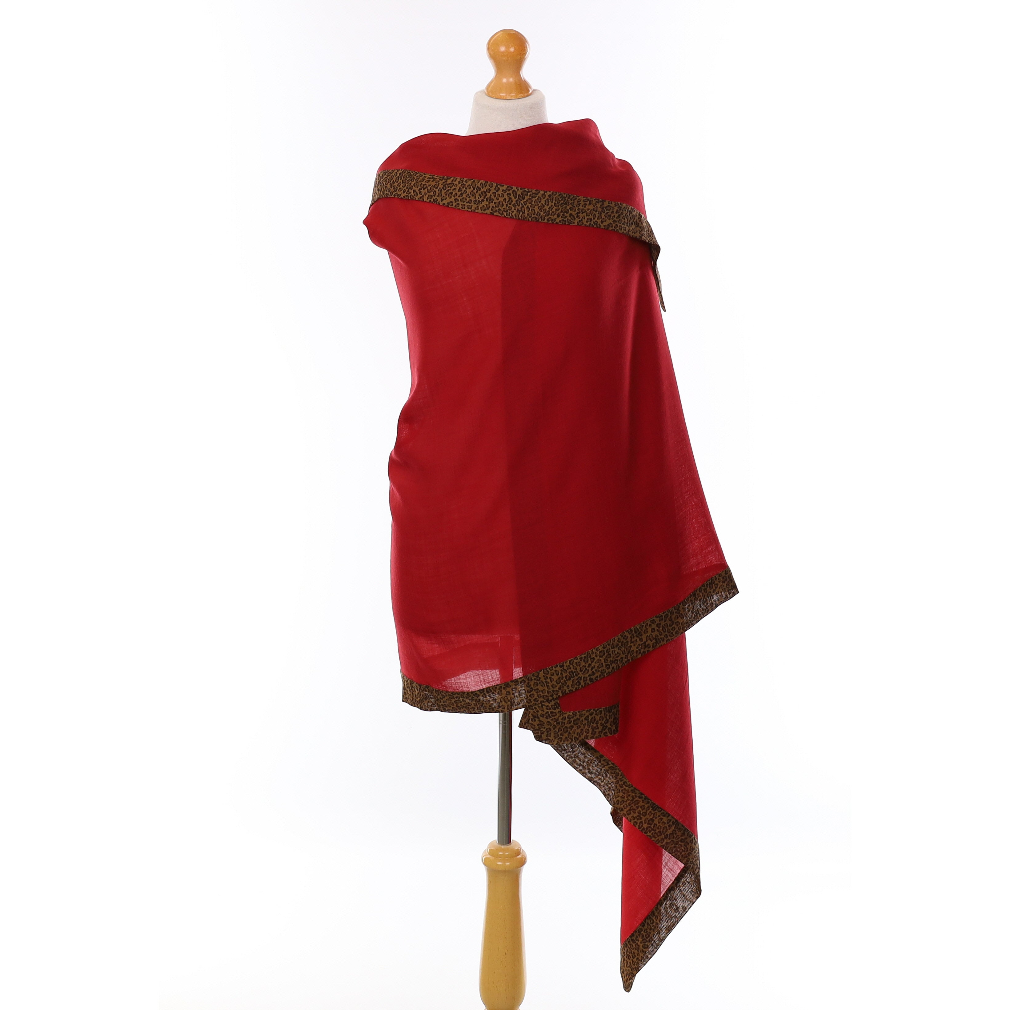 Bottega Veneta Red Animal Print Silk Blend Scarf