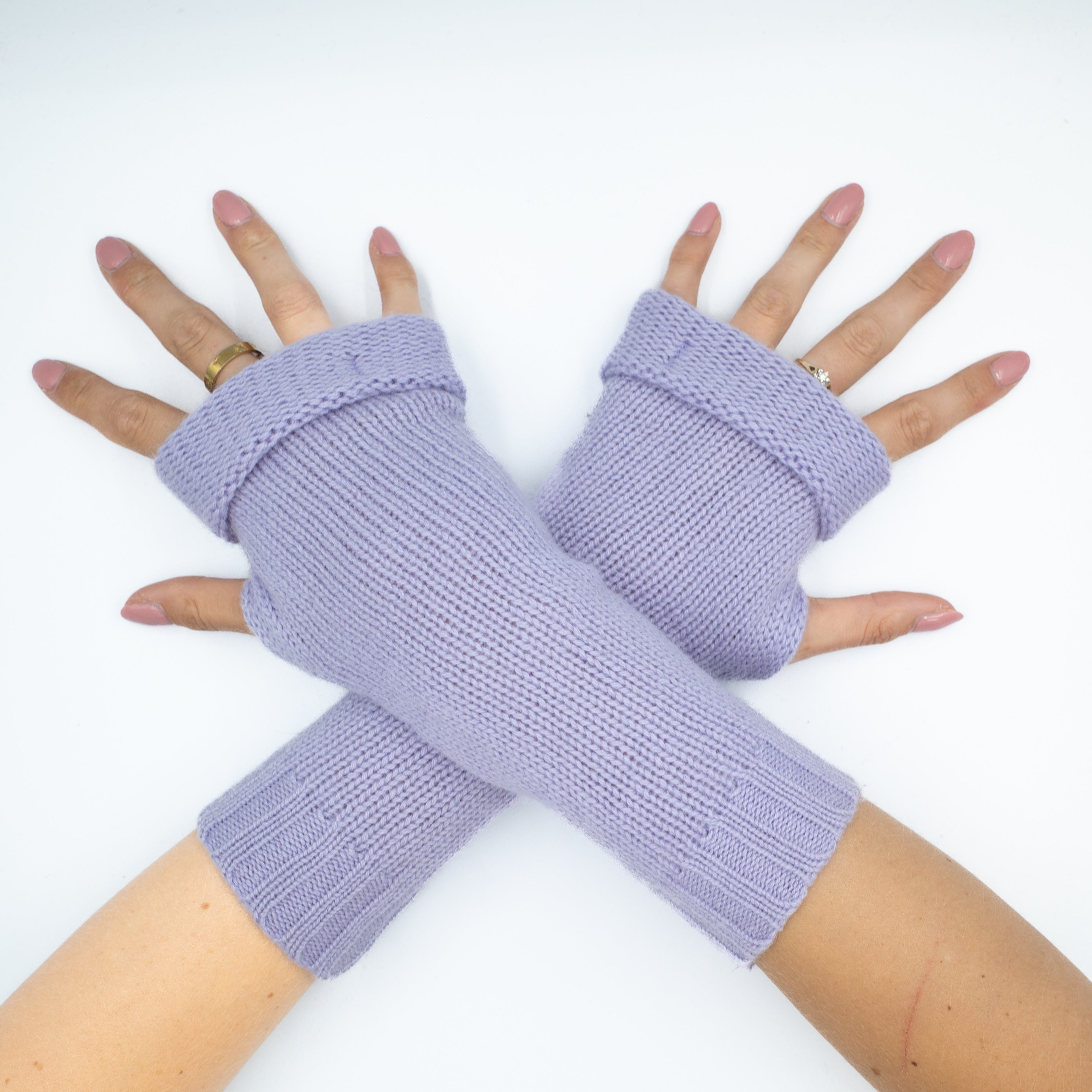 Lilac Purple Chunky Fingerless Gloves