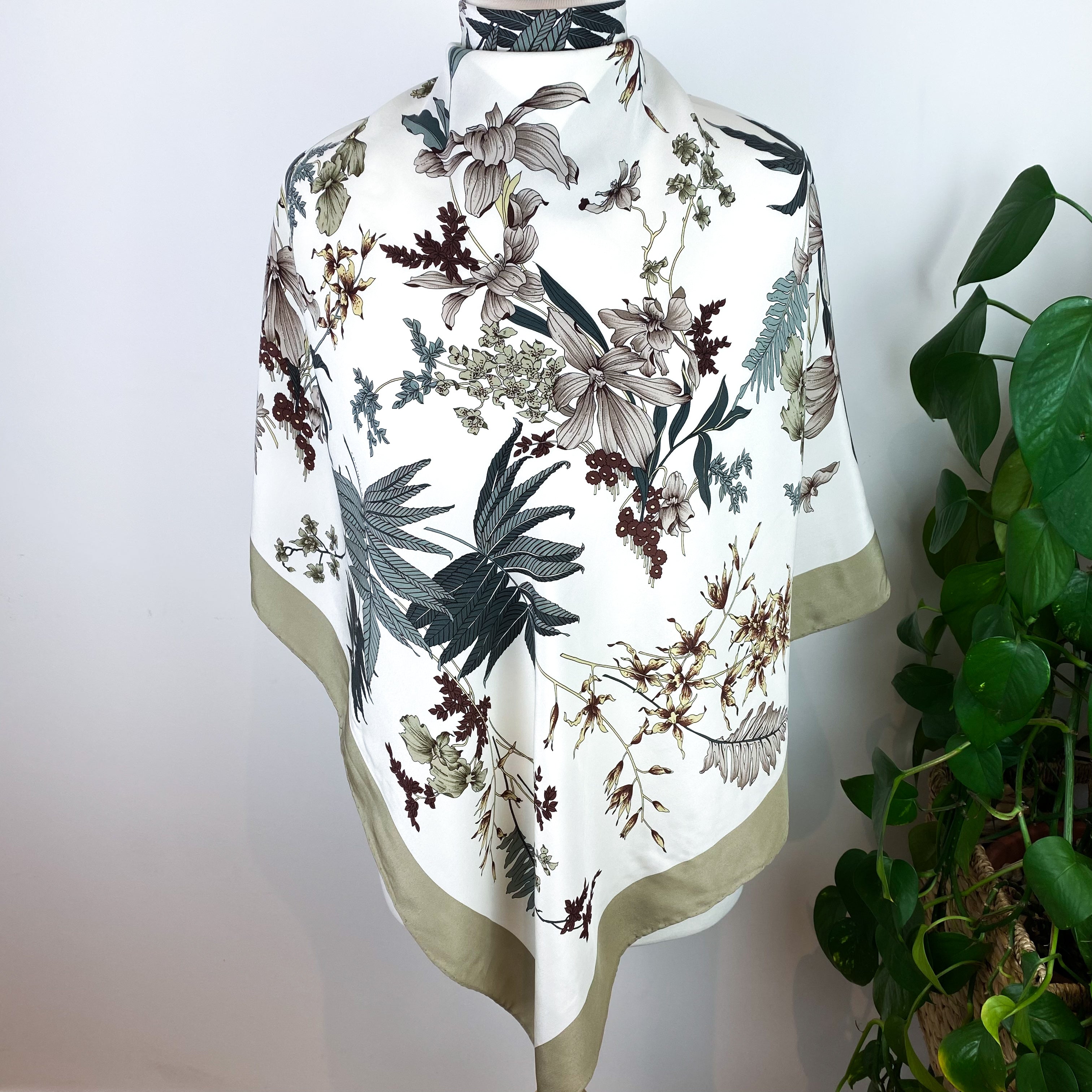 Pretty Floral Italian Silk Scarf