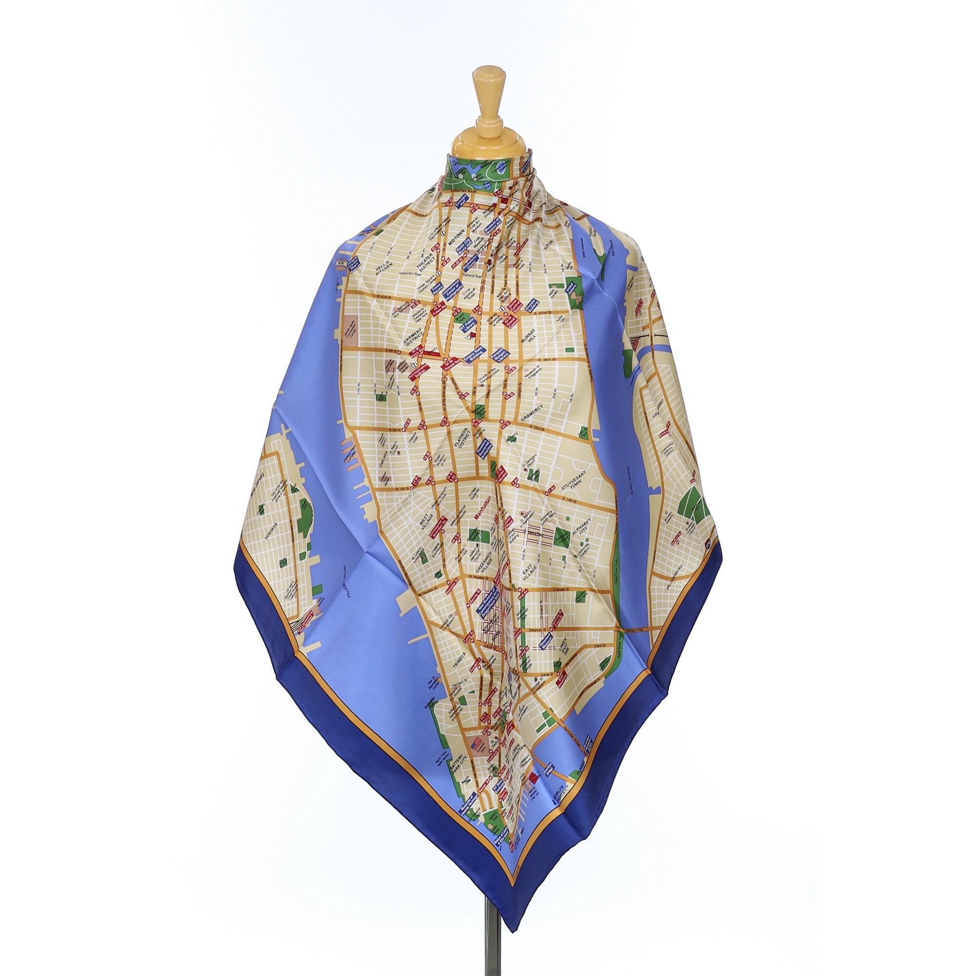 Immaculate New York Map Silk Scarf