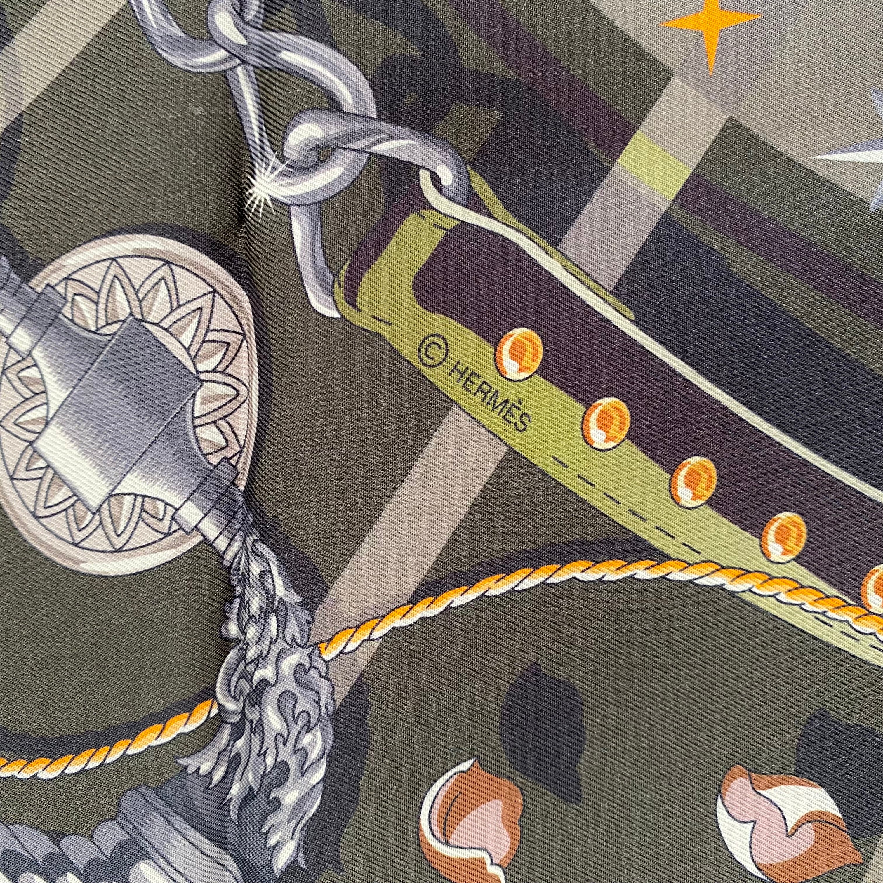 Hermès Cest La Fête Double Sided Silk Scarf Grail